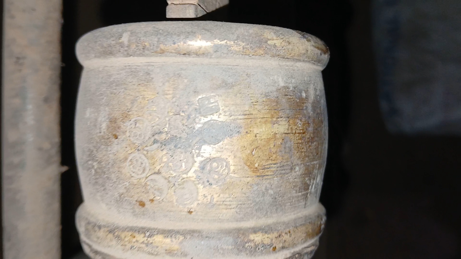 Decorative turned wooden vessel or barrel-shaped container