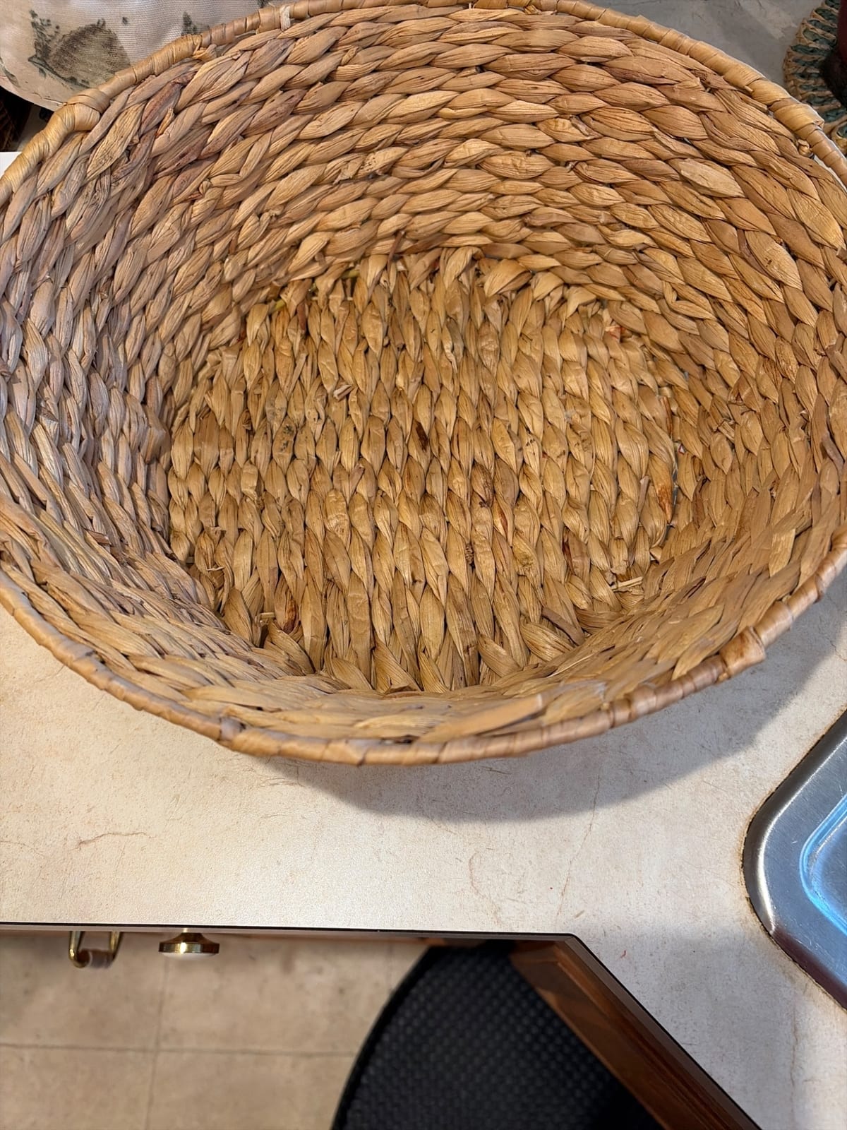 Handwoven straw or reed basket