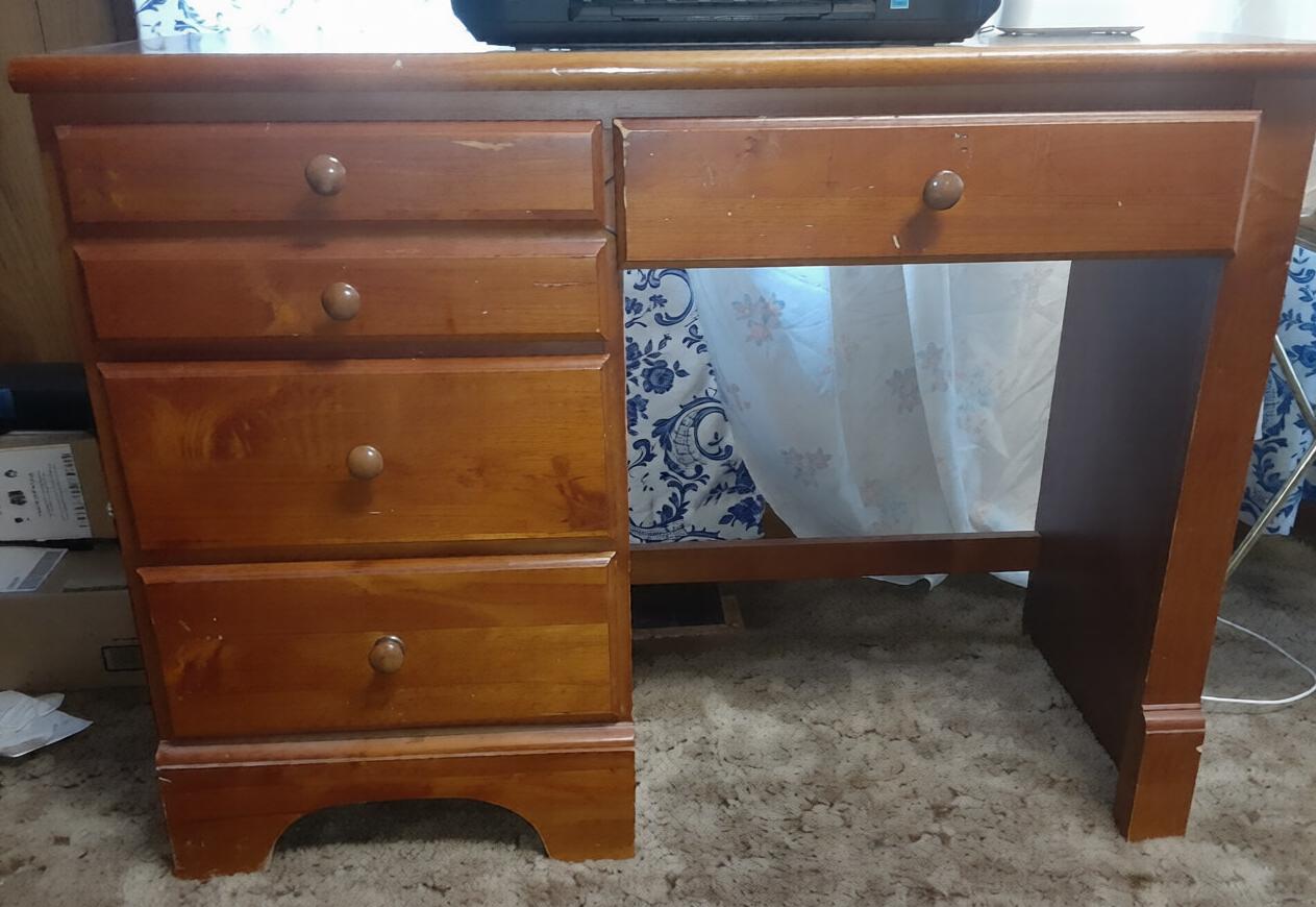 Wooden writing desk / vanity desk with drawers