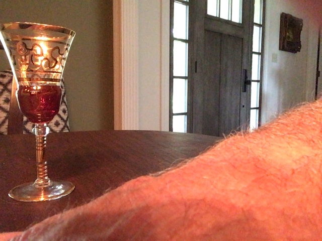 Decorative ruby glass goblet or wine glass