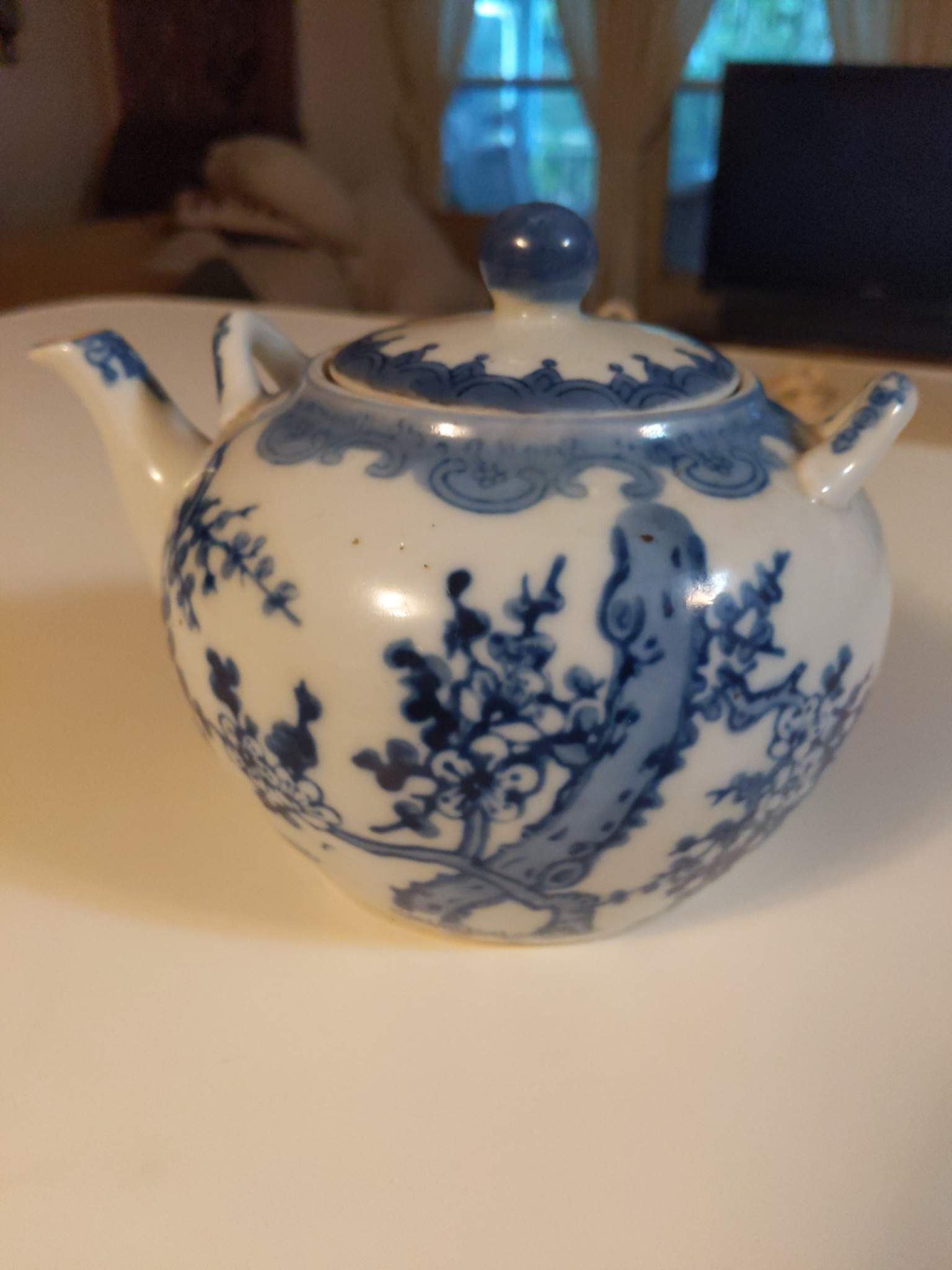 Blue and white porcelain teapot