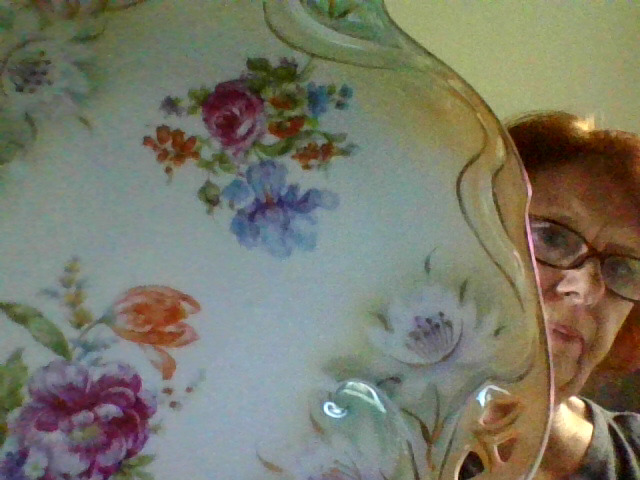 Hand-painted porcelain serving platter or tray