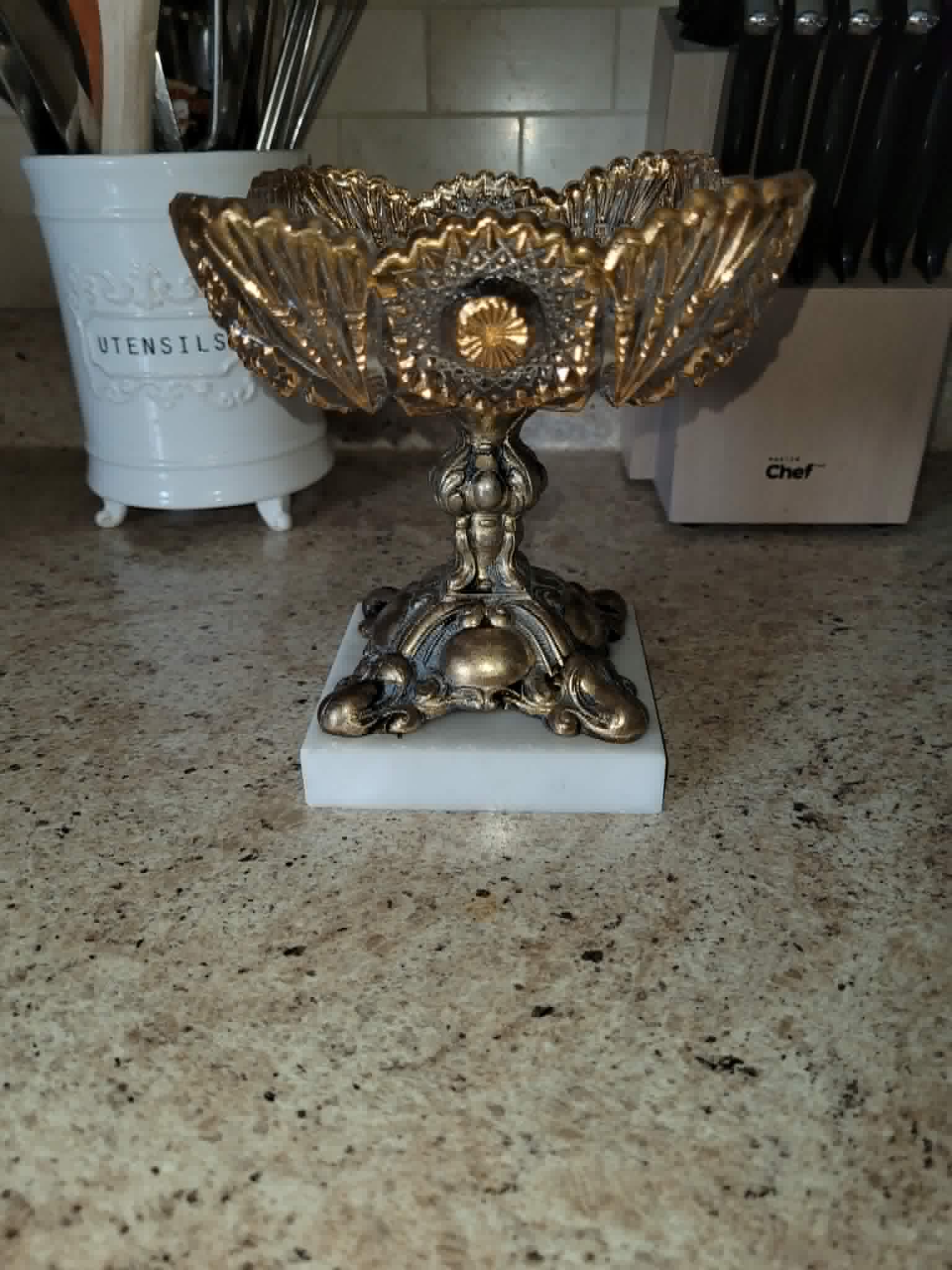 Ornate decorative pedestal bowl / compote