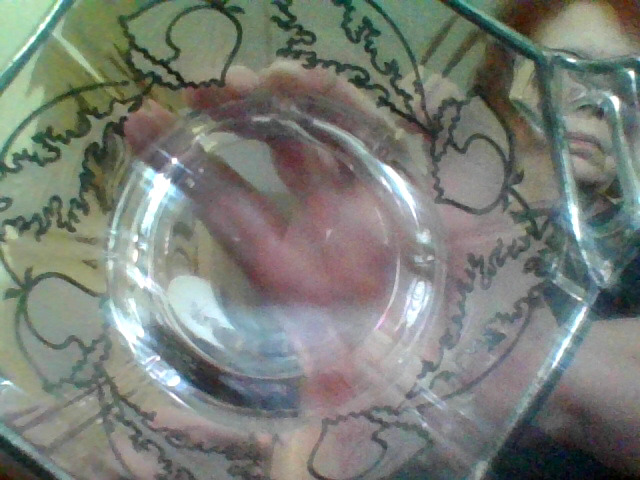 Decorative etched glass bowl or ashtray