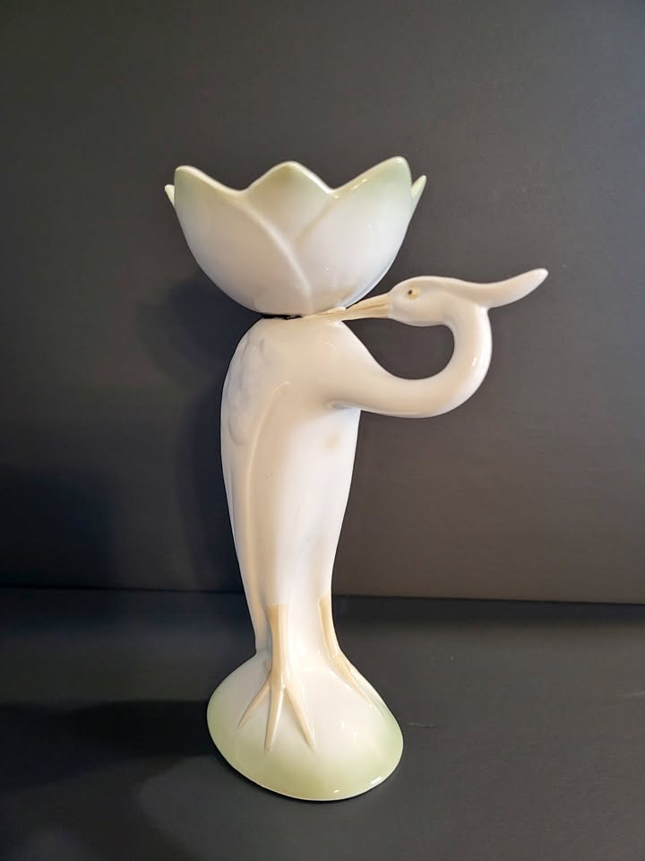 Art glass bird-form flower holder / vase