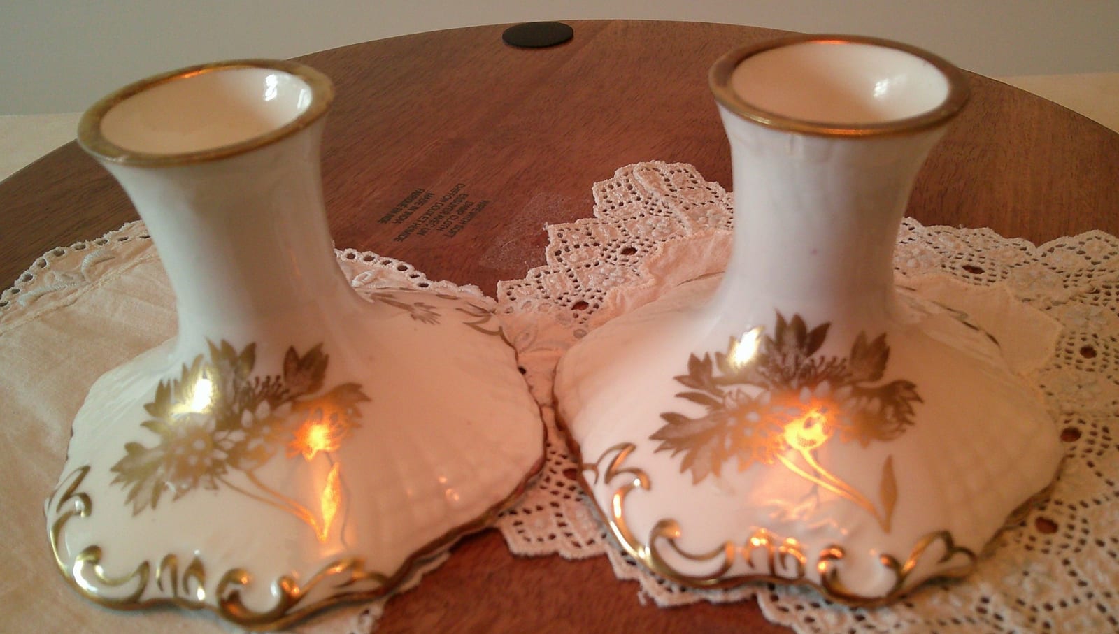 Pair of porcelain vase-shaped candlesticks or decorative table lamps (likely converted from candlesticks)