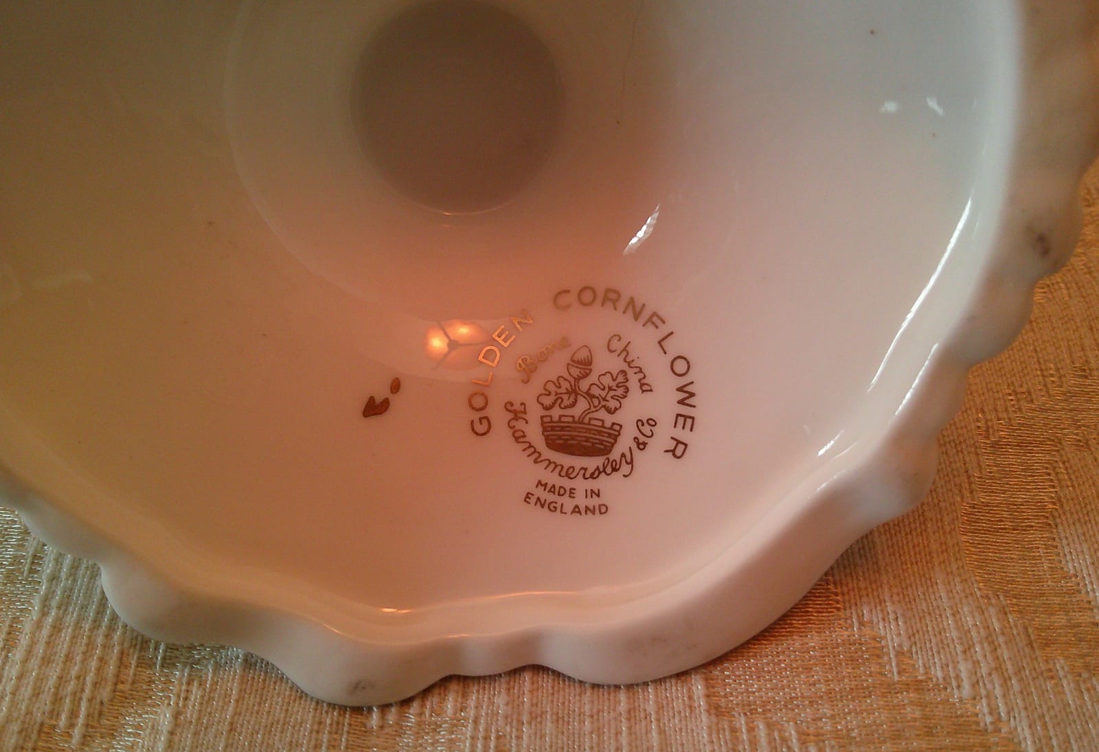 Golden Cornflower bone china decorative bowl or dish