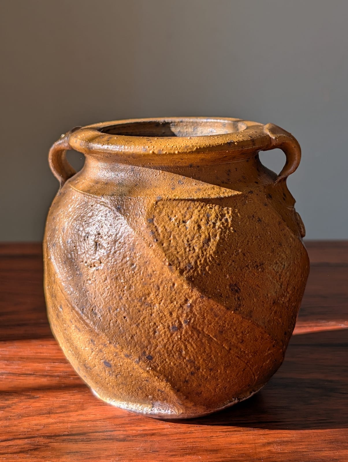 Handmade stoneware storage jar / crock