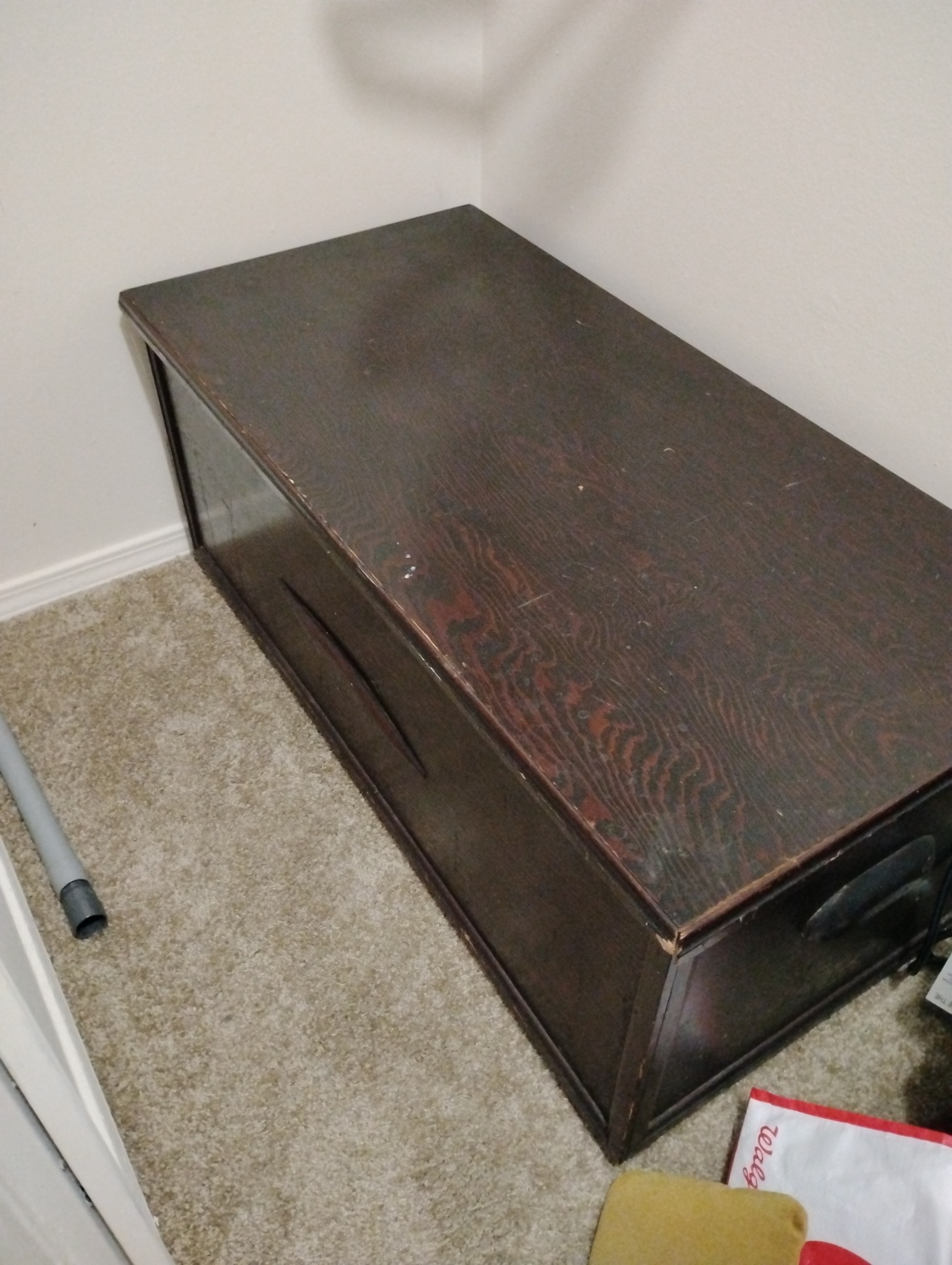 Dark-stained wooden chest or blanket box