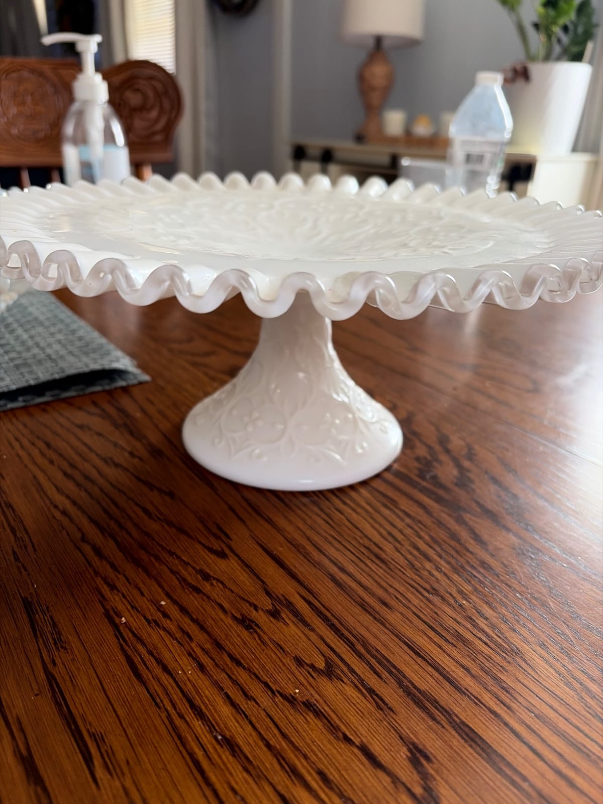 Milk glass pedestal compote or cake stand