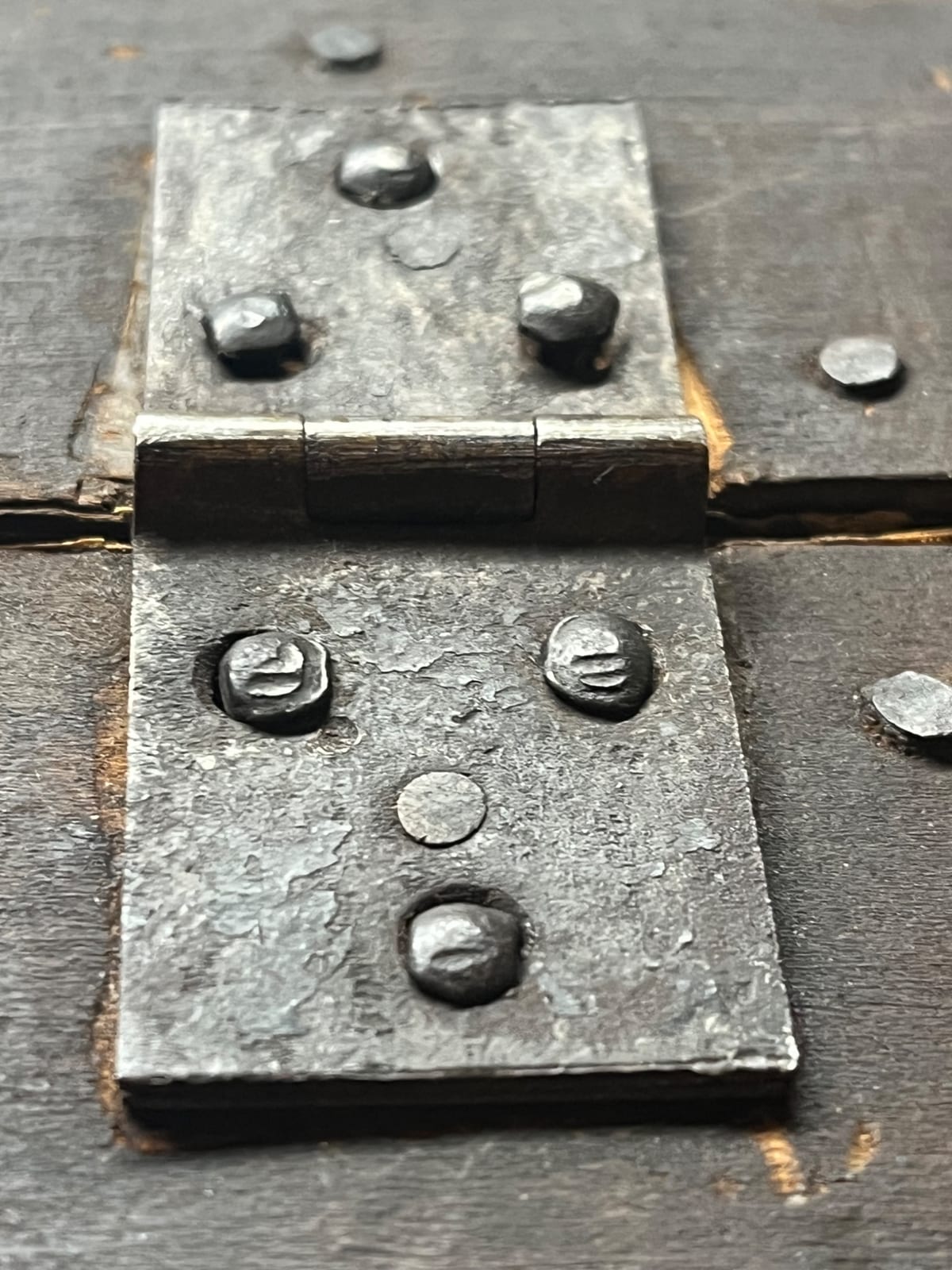 Hand-forged iron strap hinge / cabinet or chest hinge