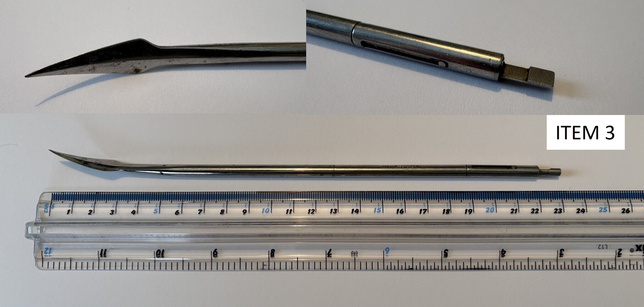 Vintage metal drafting ruling pen or technical drawing pen nib assembly