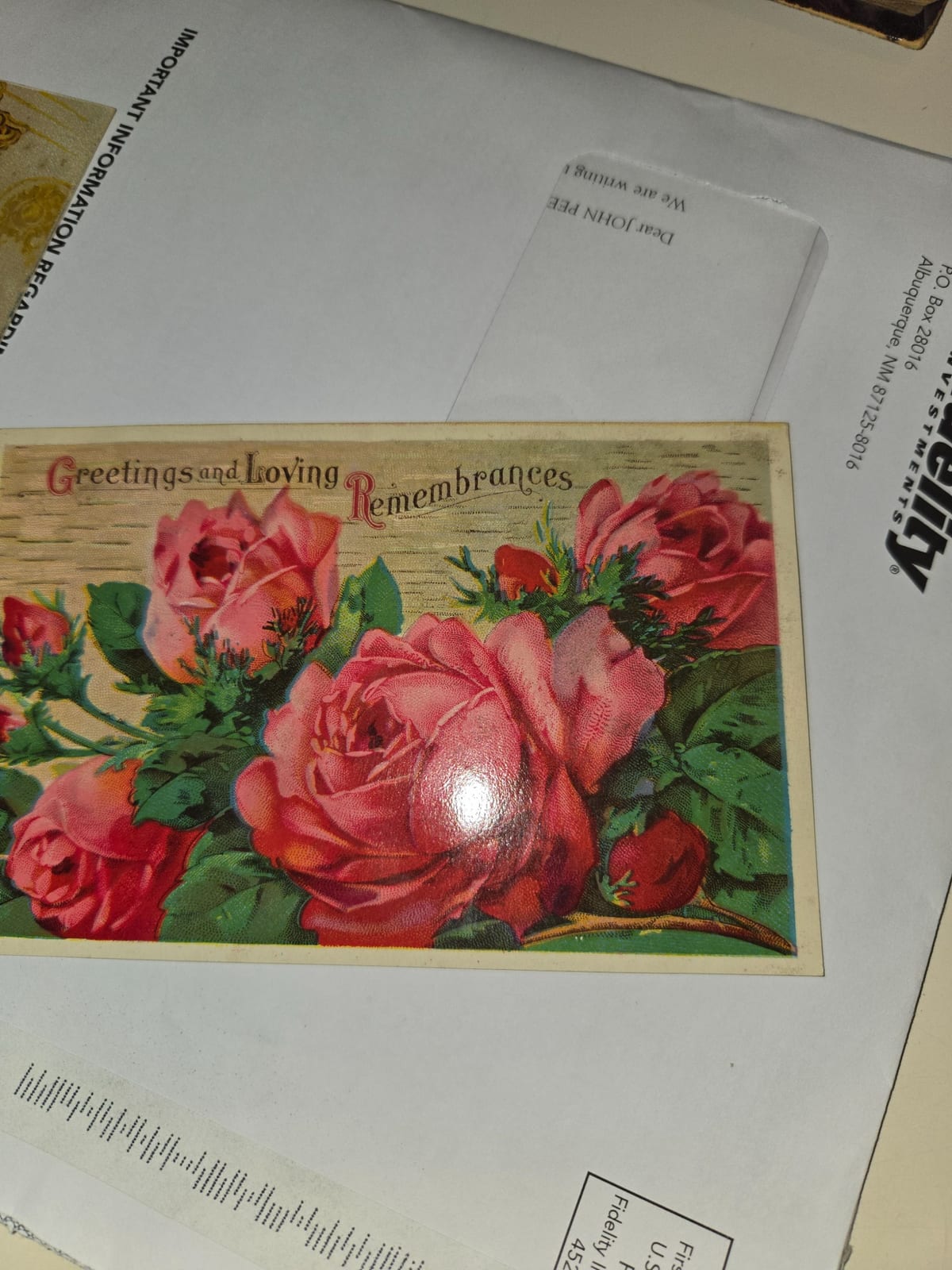 Vintage floral greeting postcard or greeting card