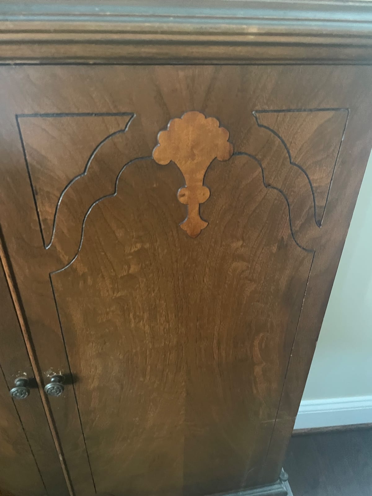 Decorative Art Deco / Revival-style wooden cabinet or wardrobe door panel