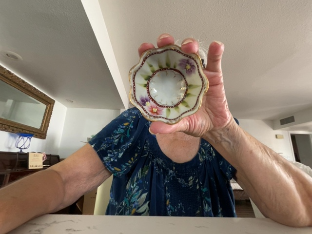 Small hand-painted porcelain nut dish or open salt cellar