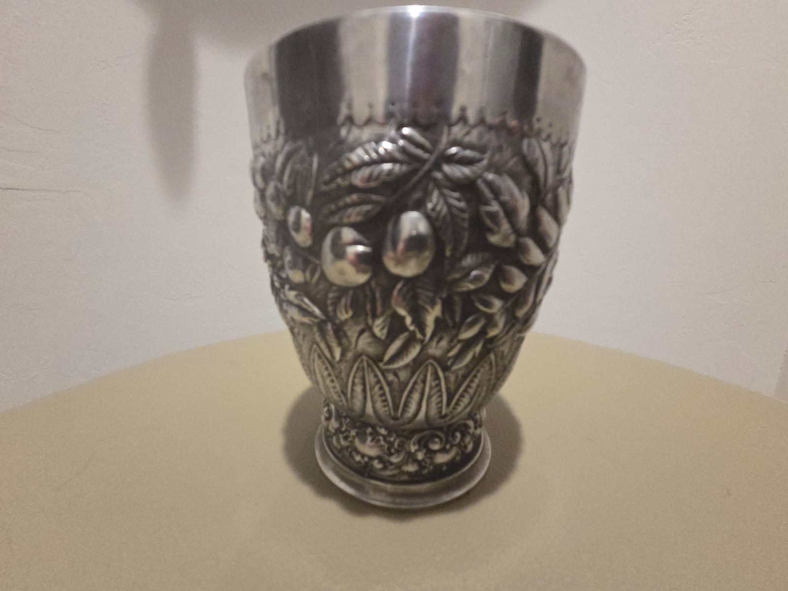 Decorative silver-plated goblet or chalice-style cup