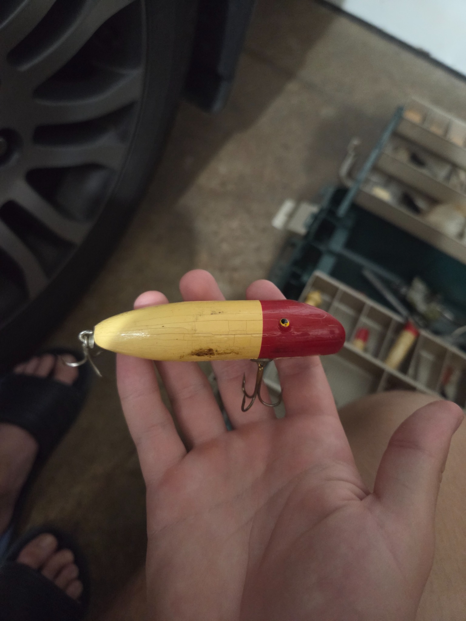 Vintage wooden fishing lure (topwater plug)