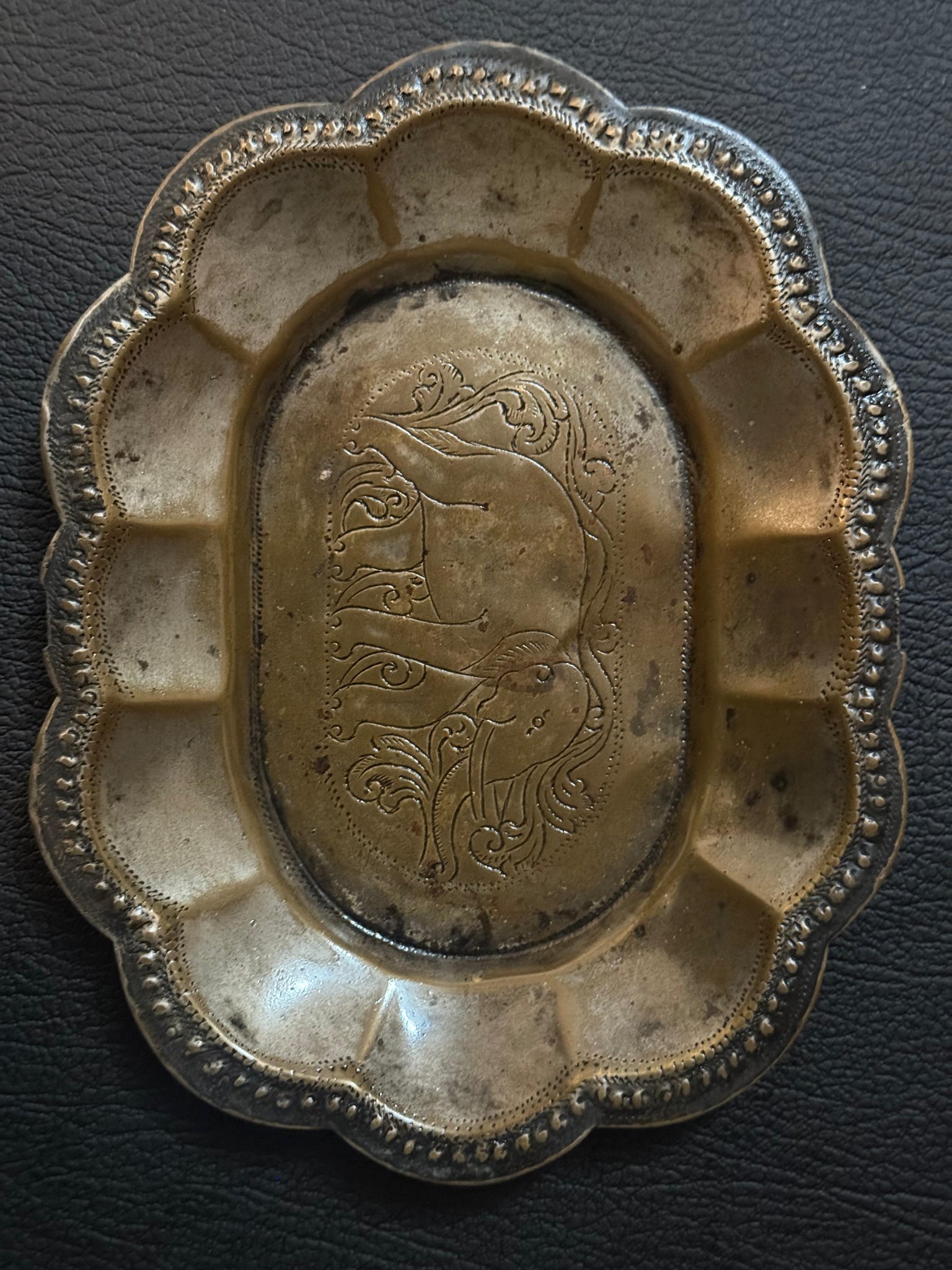 Small decorative silver-plated or low-grade silver dish/tray