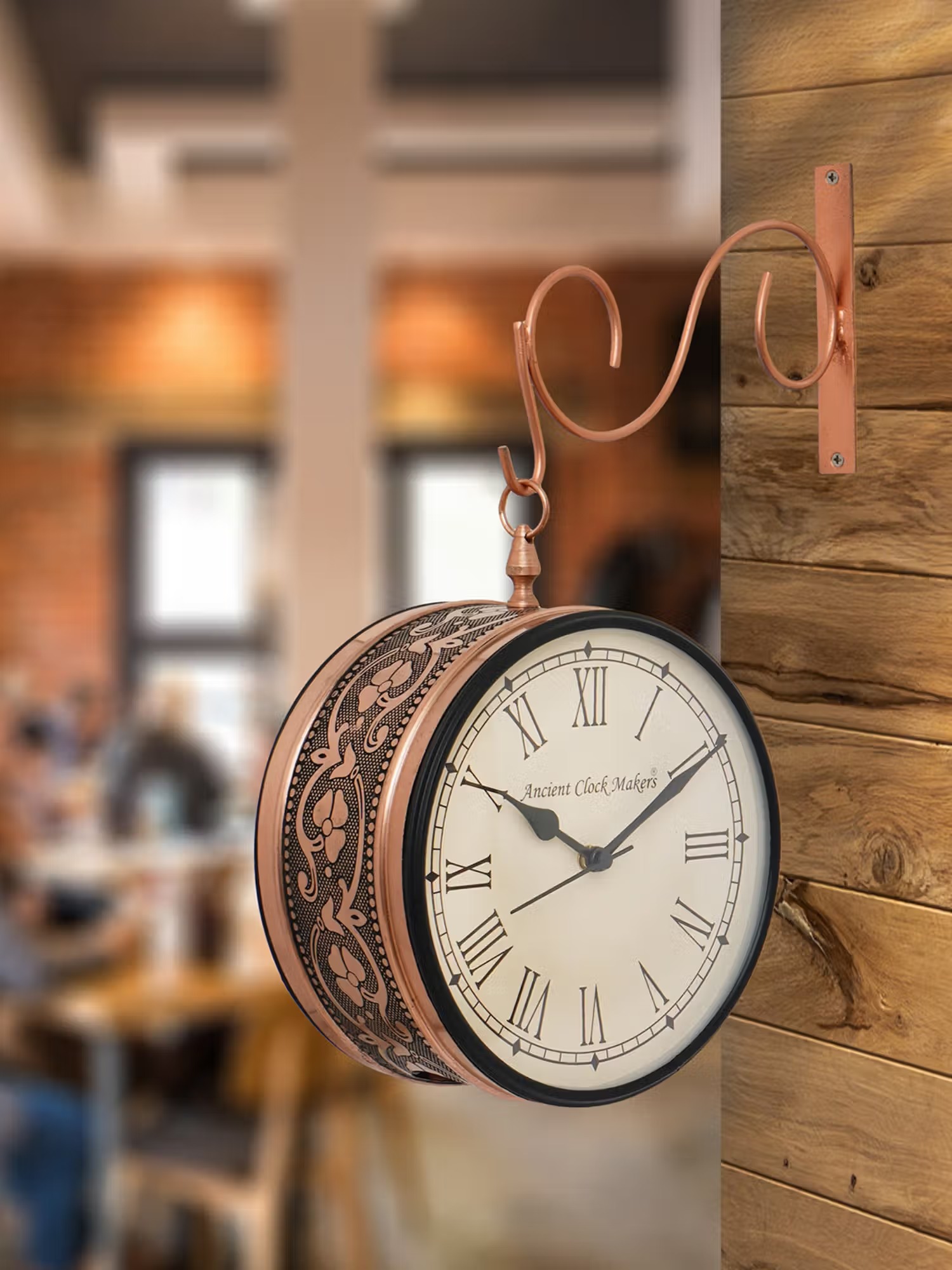 Double-sided hanging wall clock