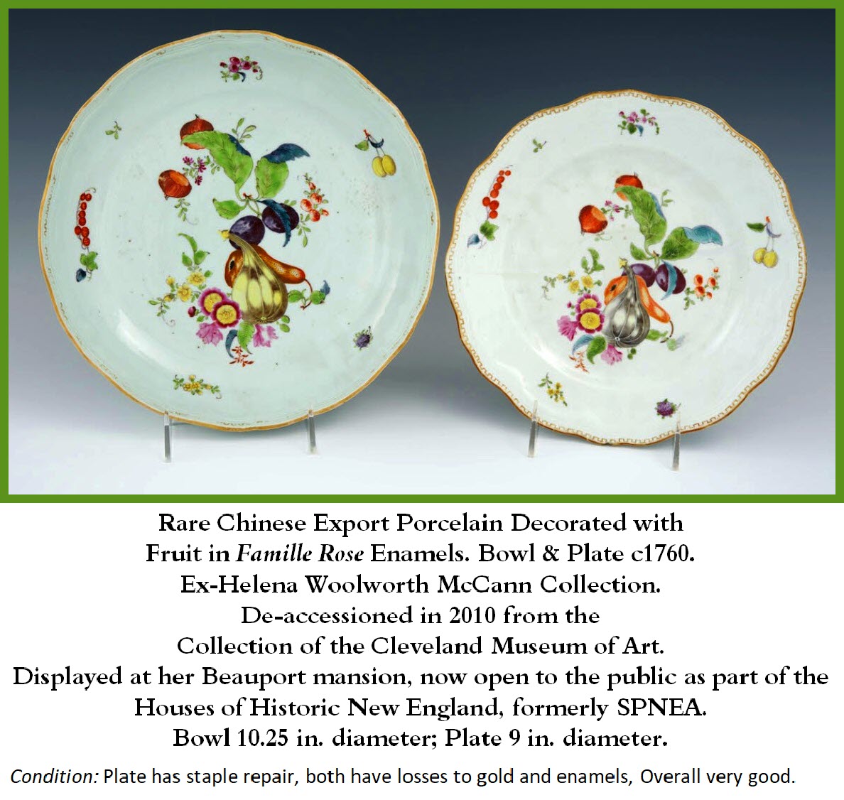 Chinese Export Porcelain Fruit-Decorated Bowl and Plate
