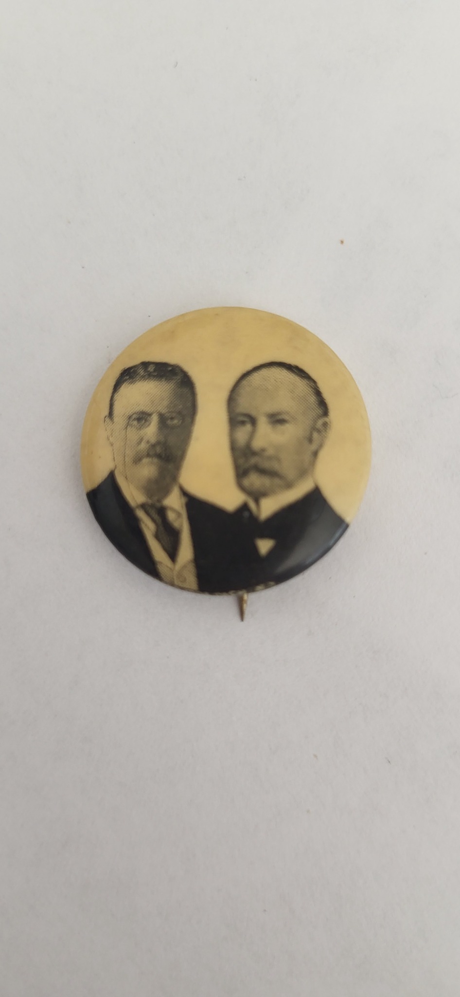 Political portrait celluloid pinback button or lapel badge