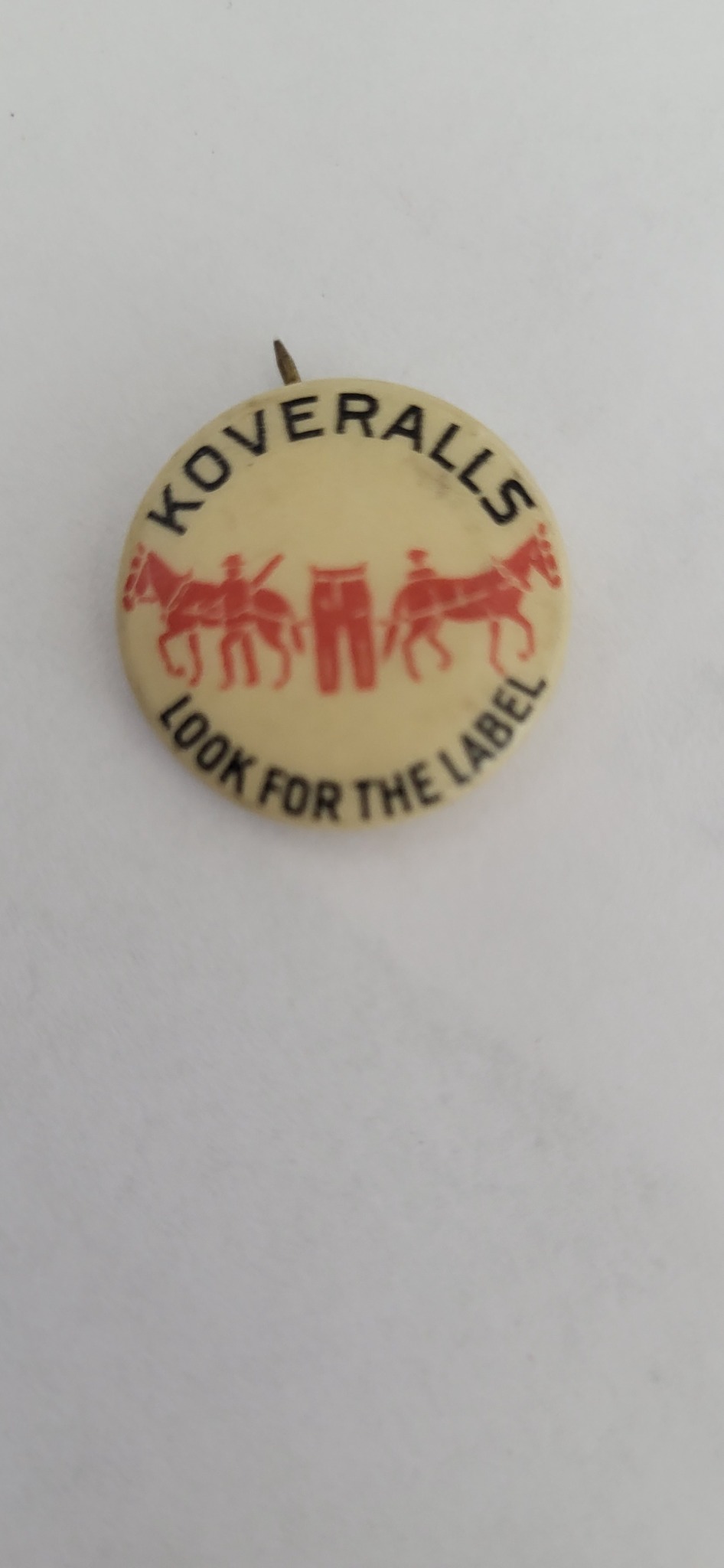 Koveralls promotional lapel pin/button