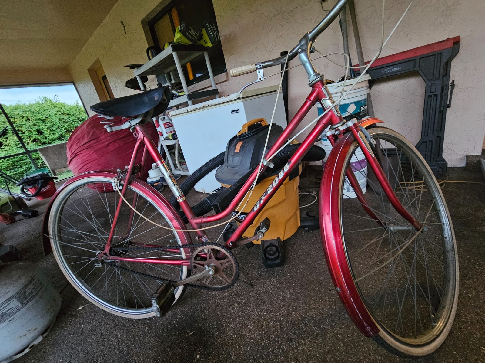 Vintage step-through cruiser bicycle