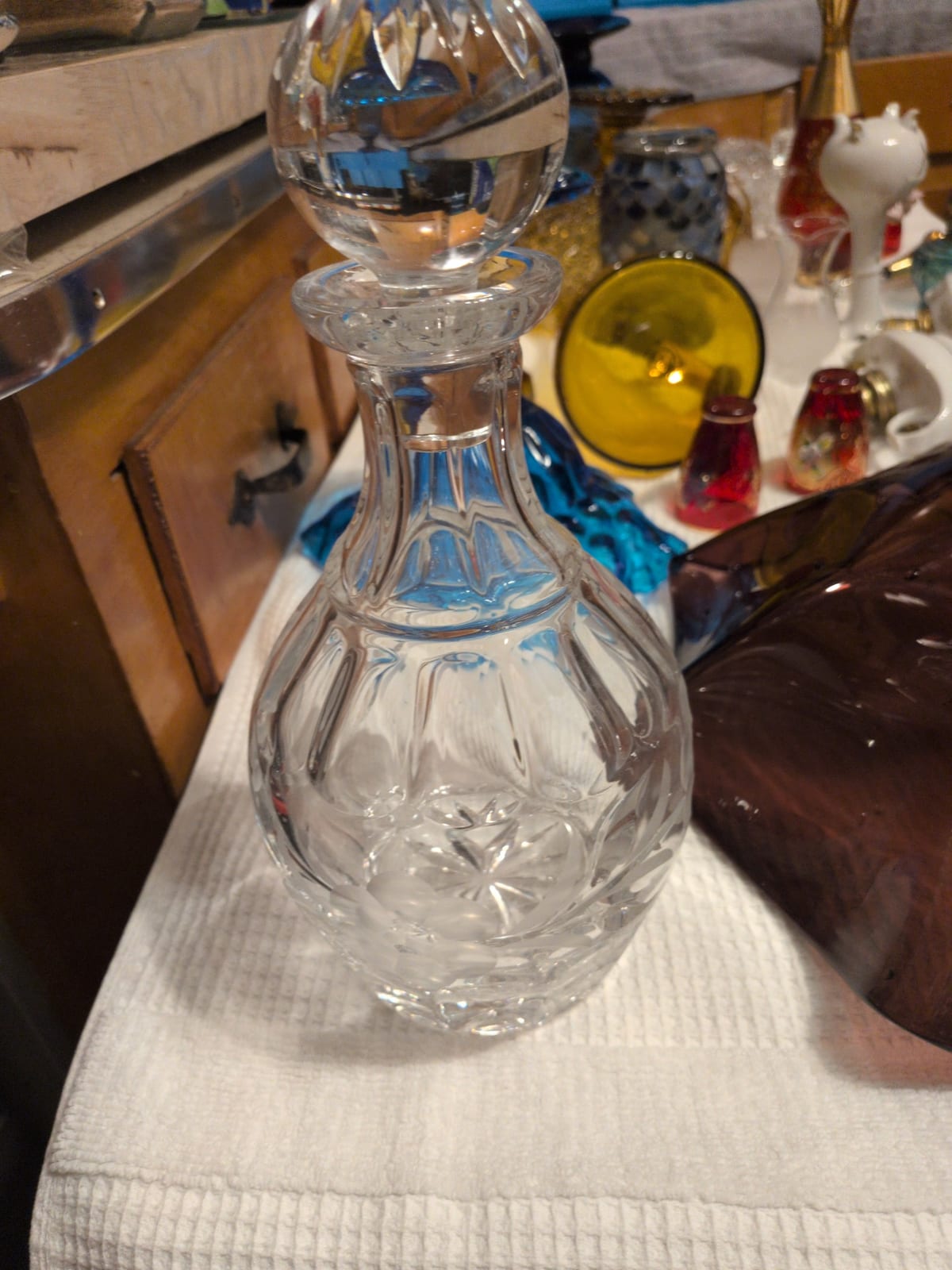 Cut crystal decanter with stopper