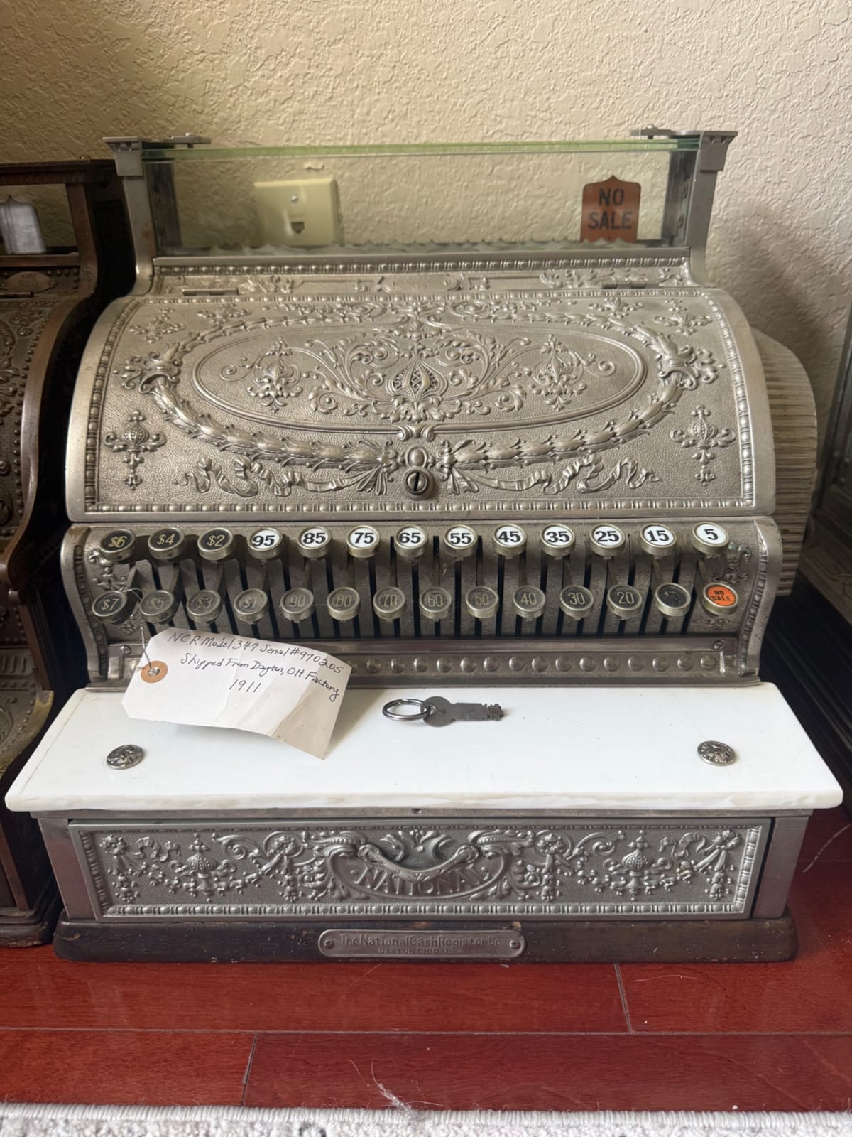 National Cash Register (NCR) ornate brass cash register