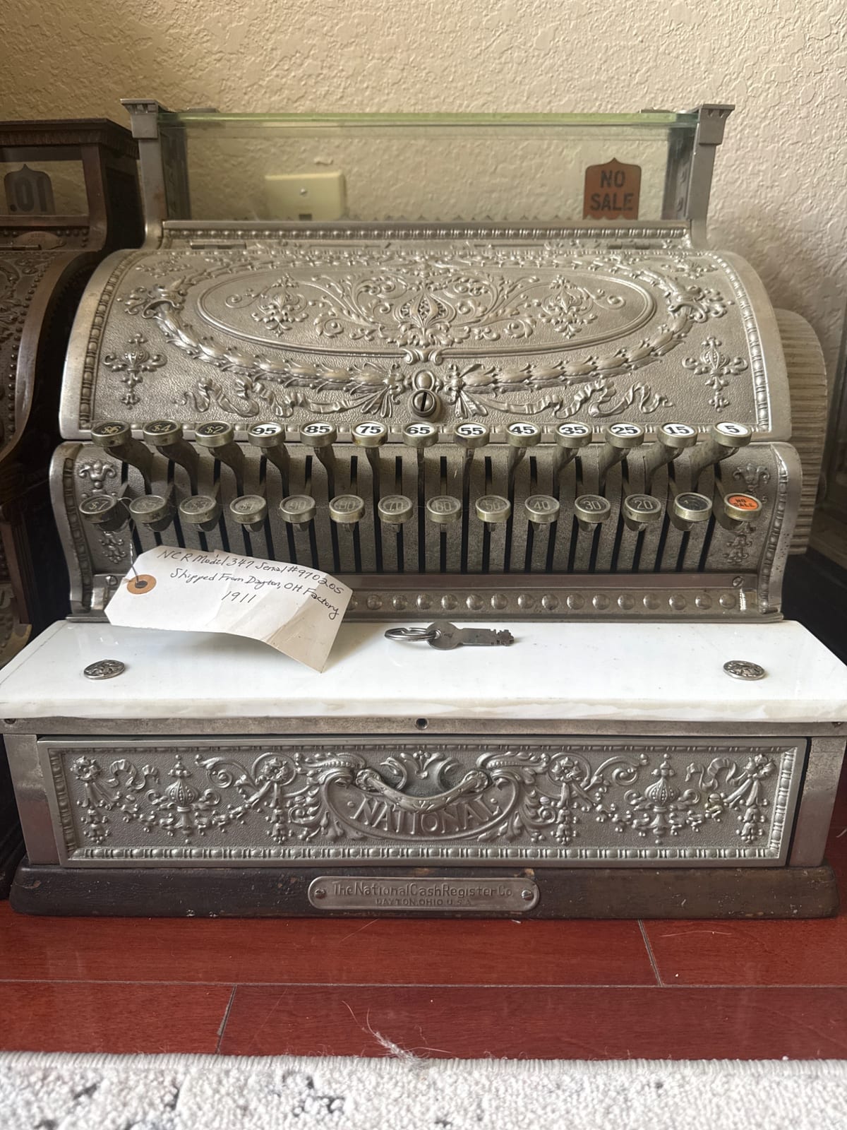 National Cash Register Co. ornate mechanical cash register