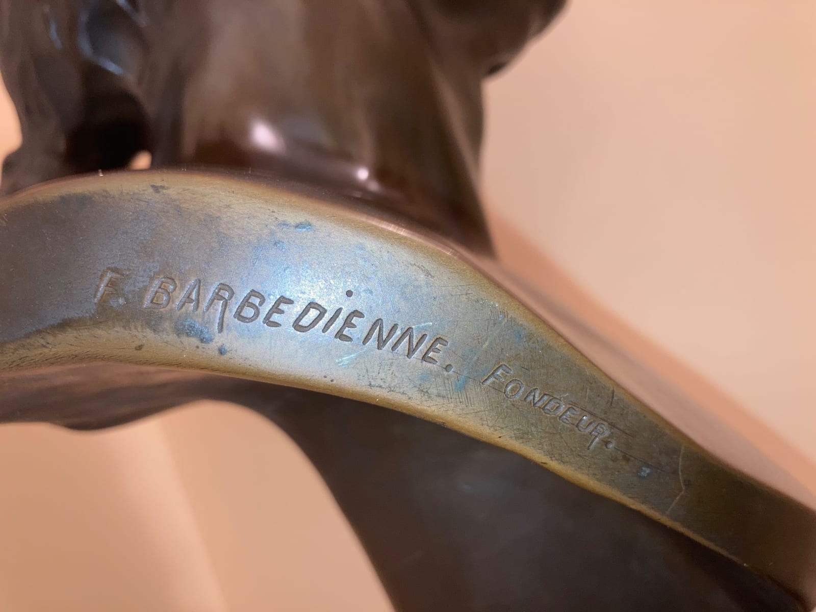 Bronze sculpture or decorative metal figure by E. Barbedienne (Fondeur)