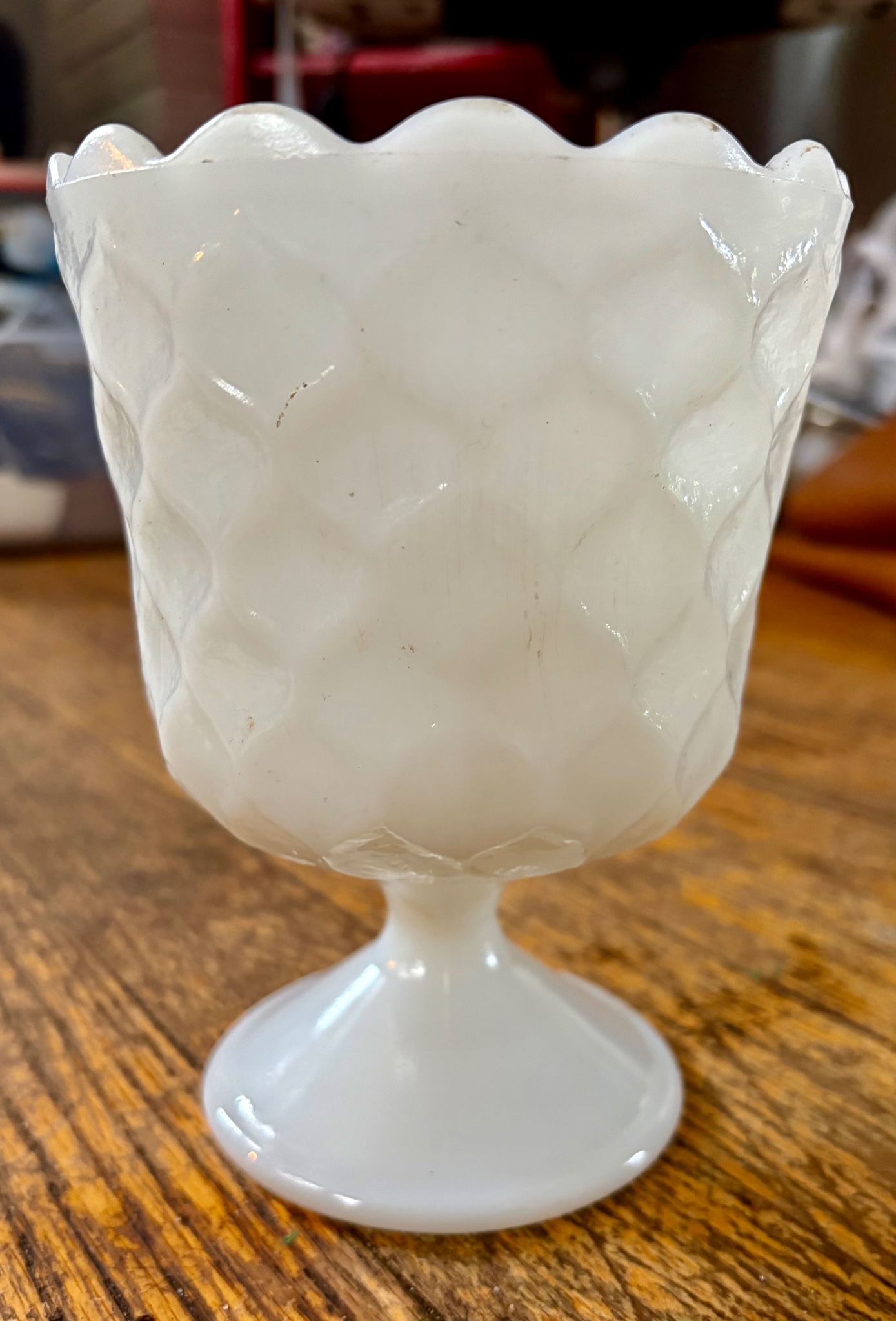 Milk glass pedestal compote or small goblet