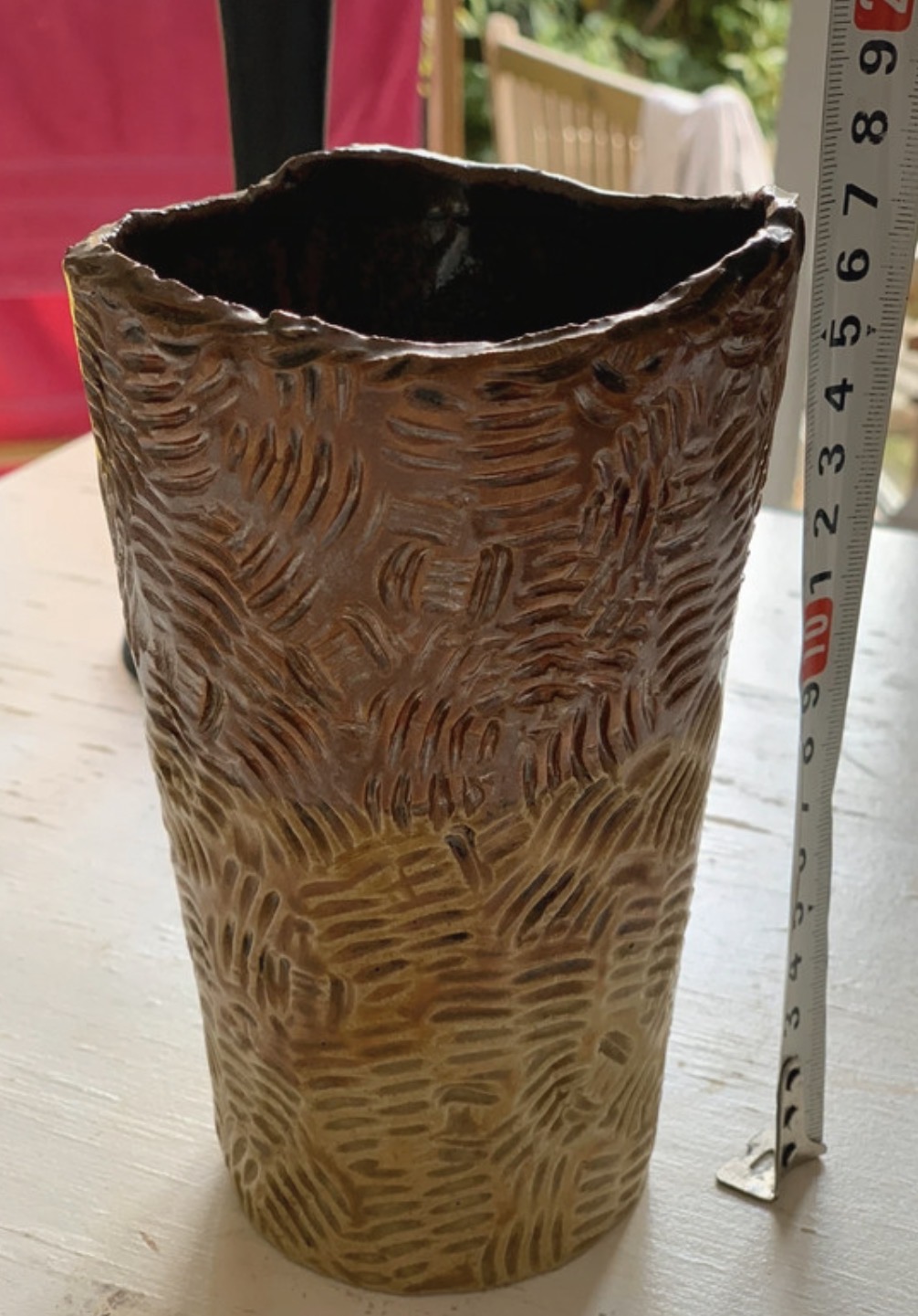Hand-carved wooden vase or vessel