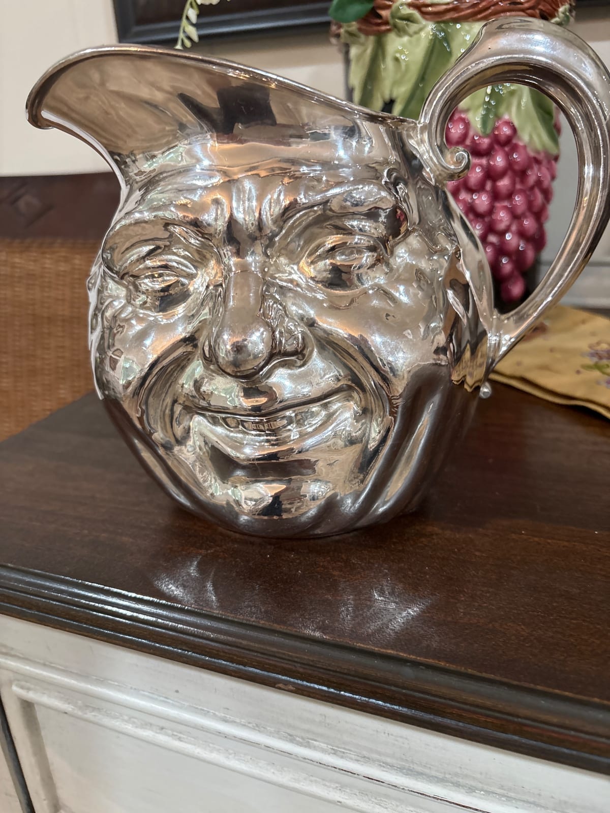Novelty silver-plated pitcher/jug with sculpted face motif