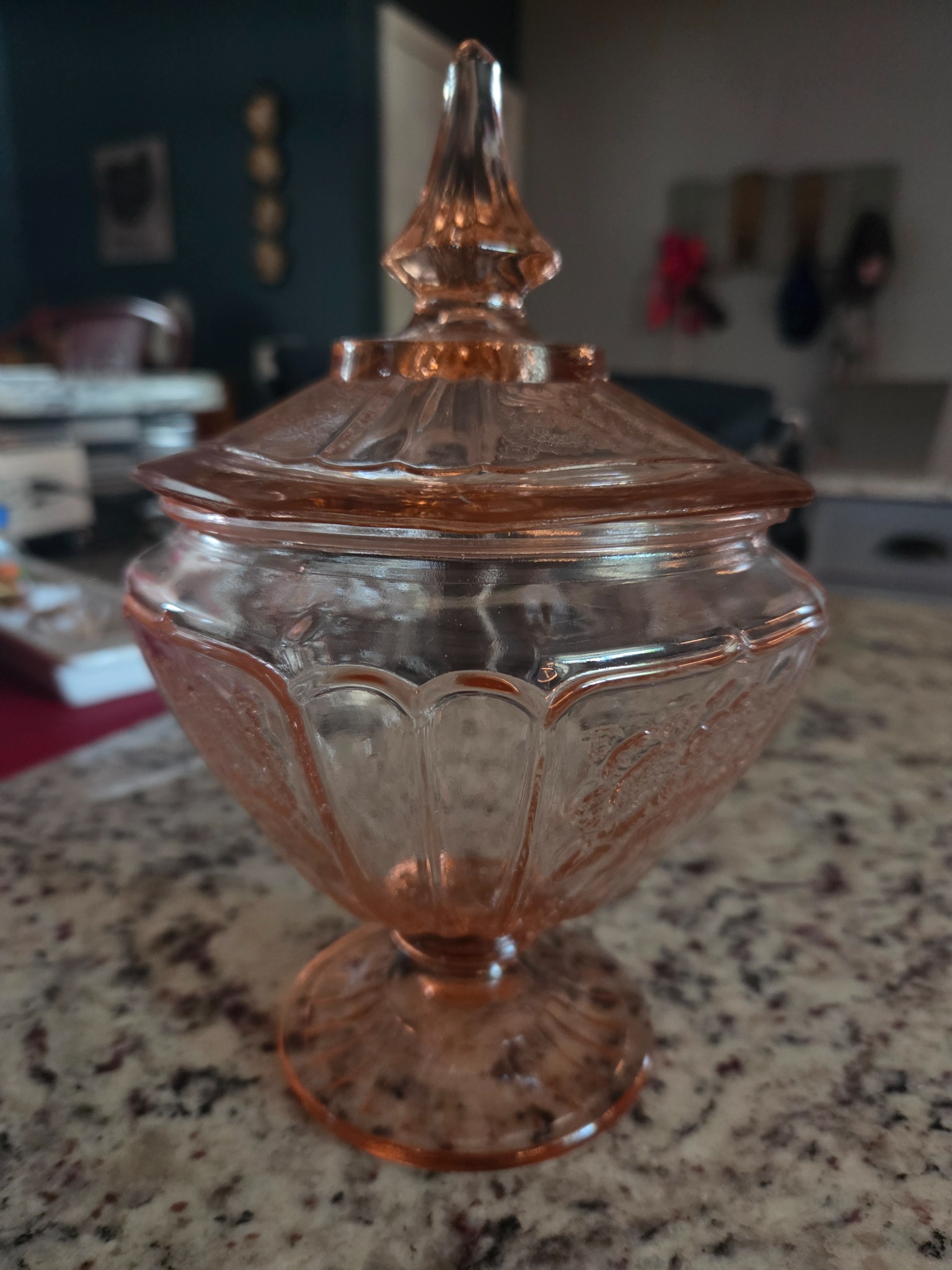 Pressed glass covered candy dish or compote