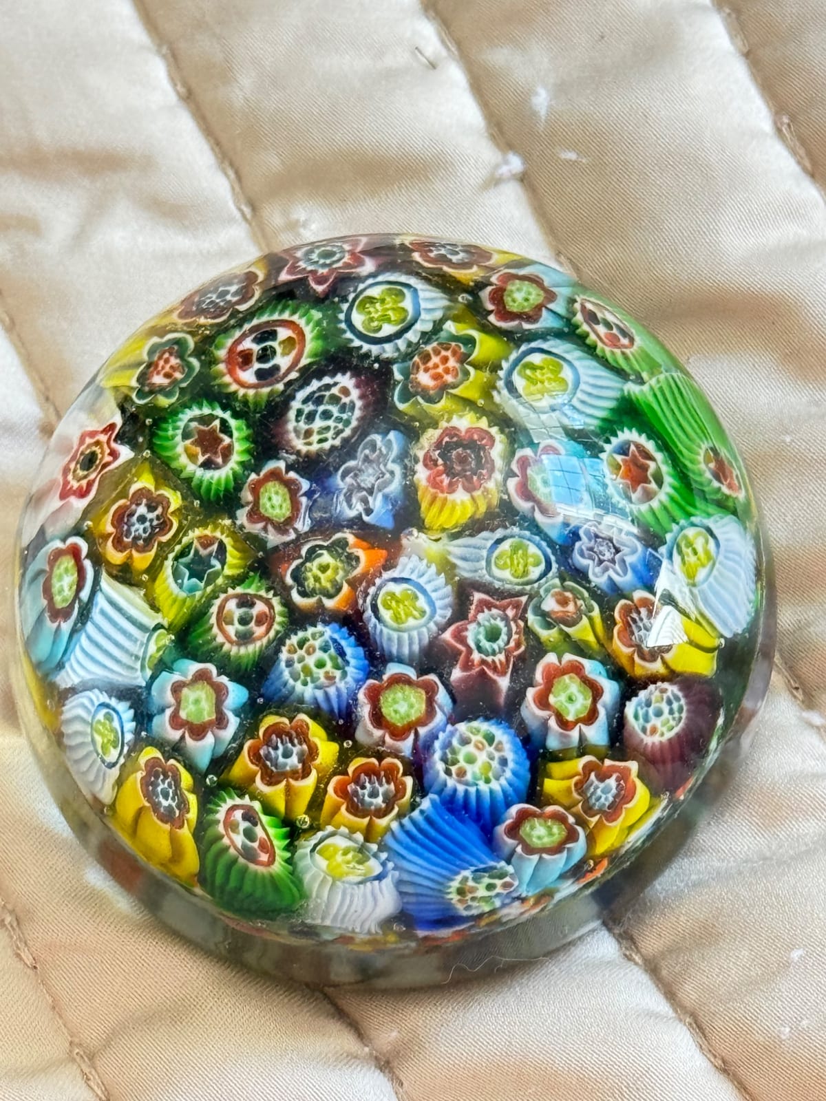 Millefiori glass paperweight