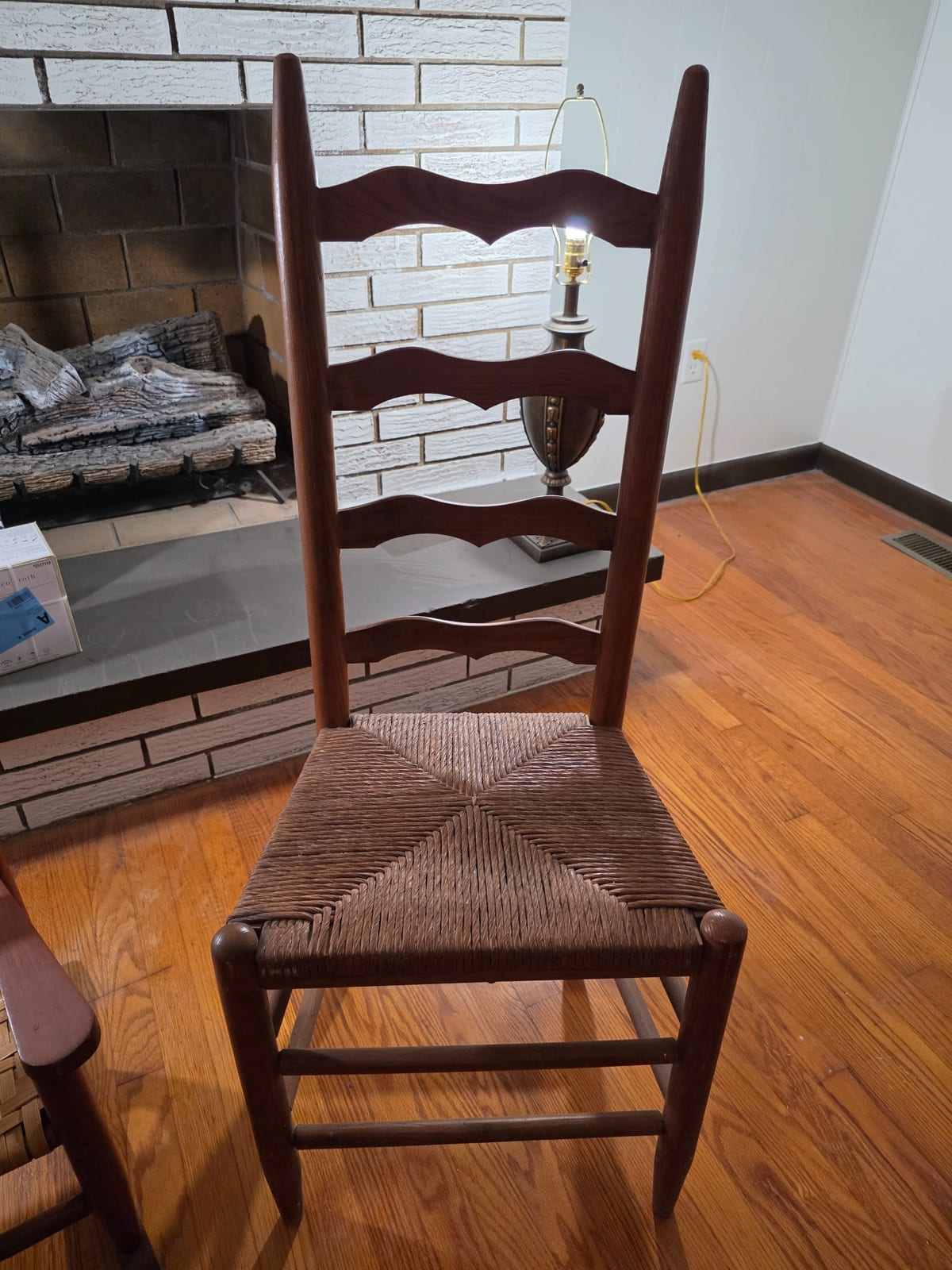 Rush-seat ladder-back dining chair