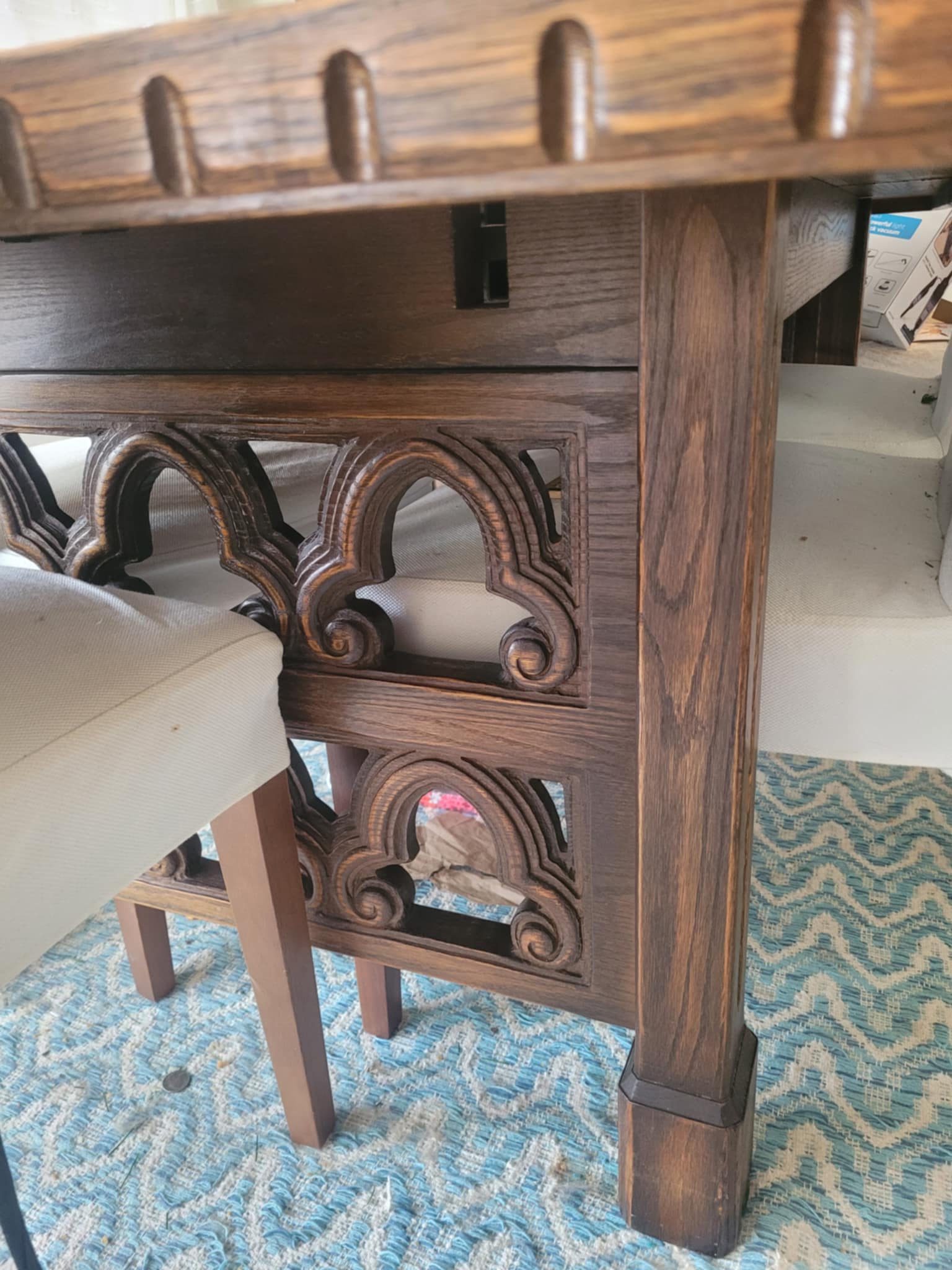 Carved wooden side table or console table