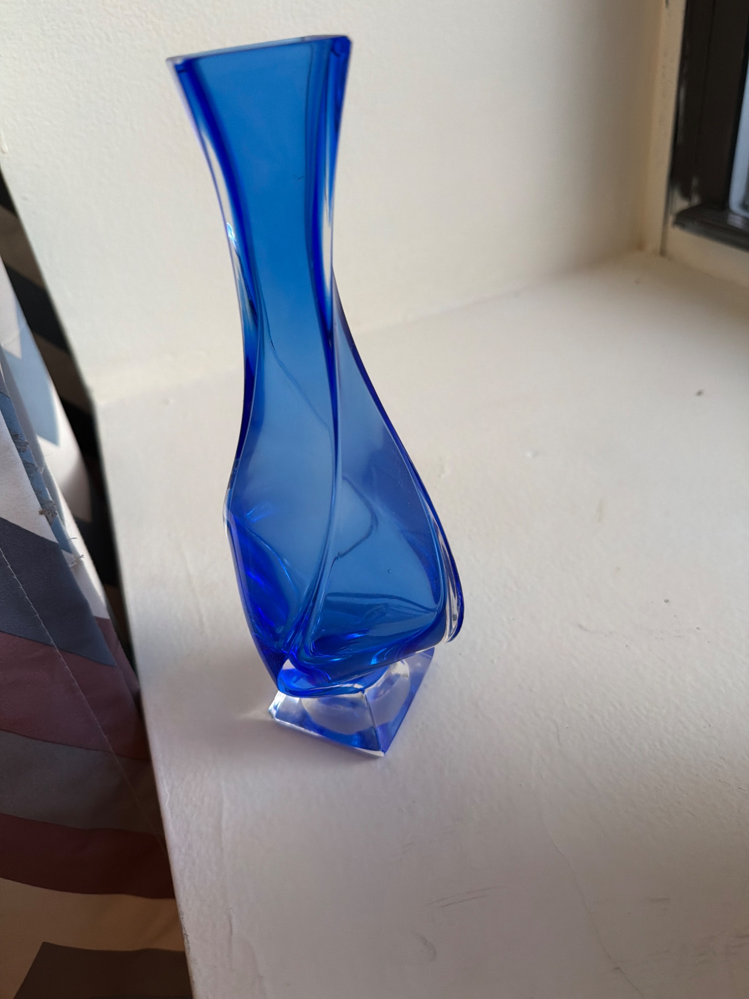 Modern cobalt blue art glass vase