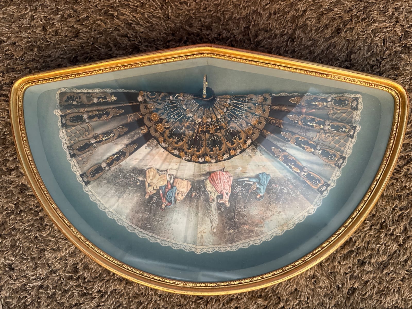 Framed decorative fan art / souvenir fan display