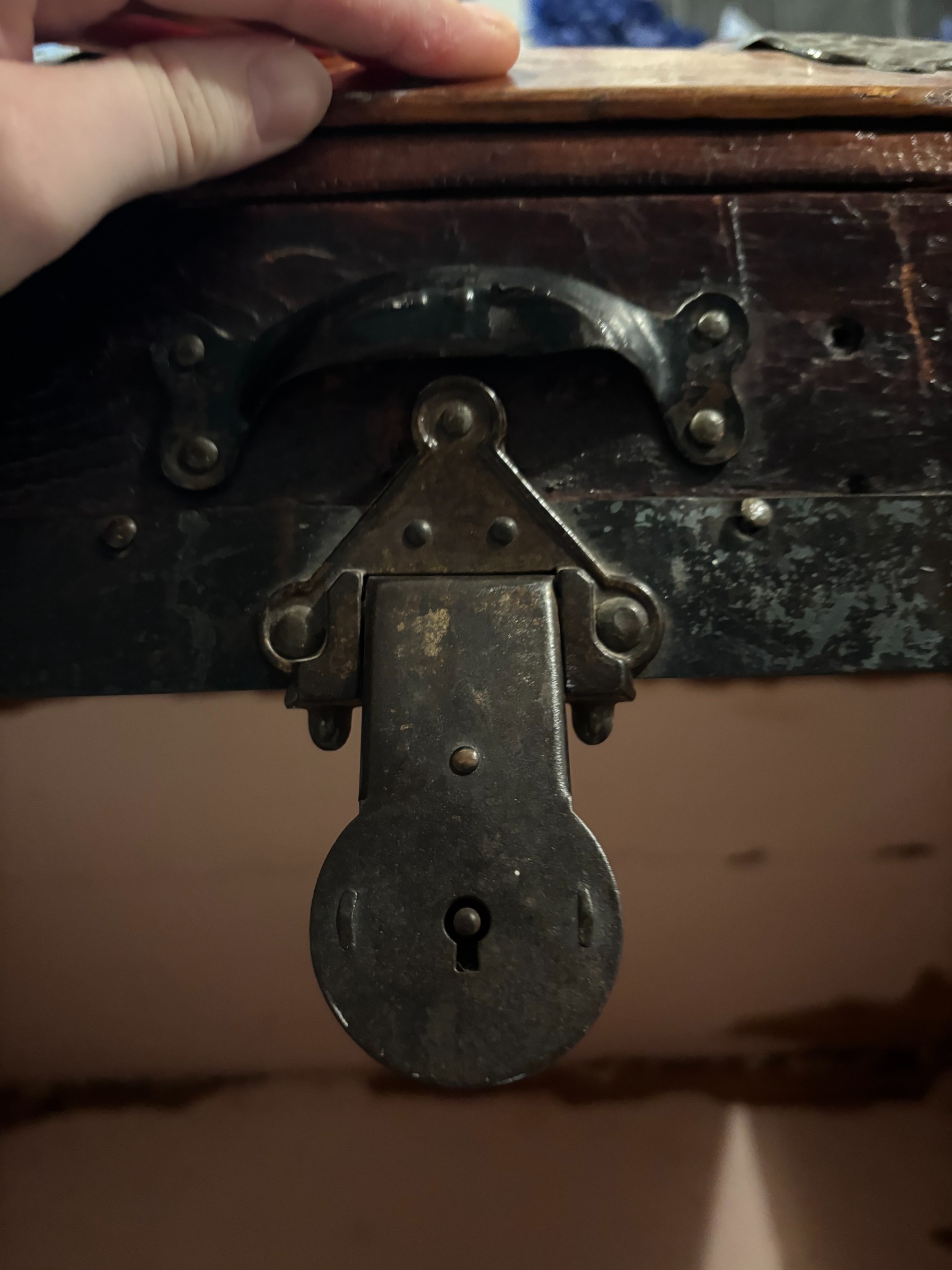 Antique trunk or chest lock hardware