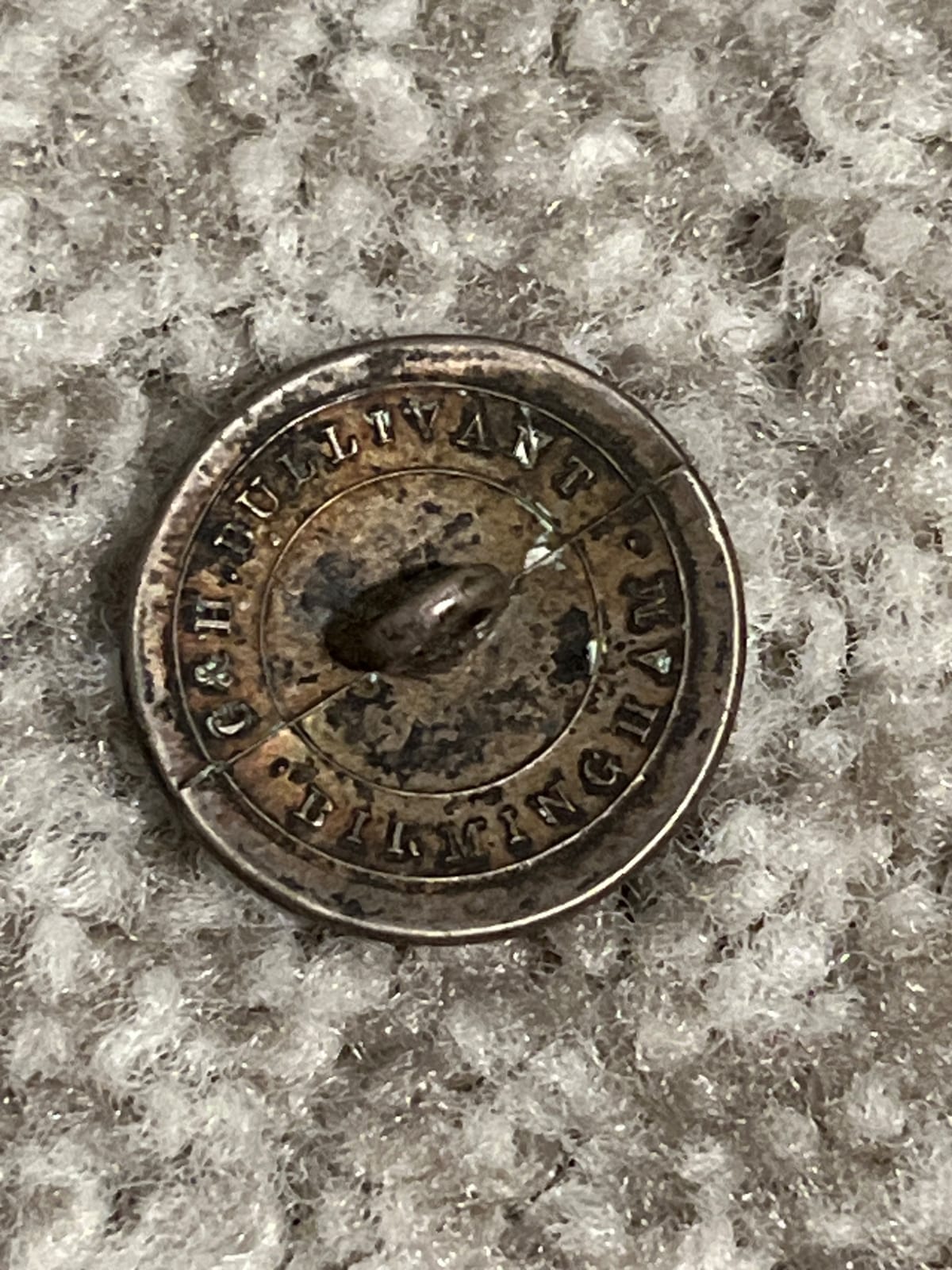Sewing machine bobbin case tension regulator screw/knob marked "The Pullman Sewing Machine"