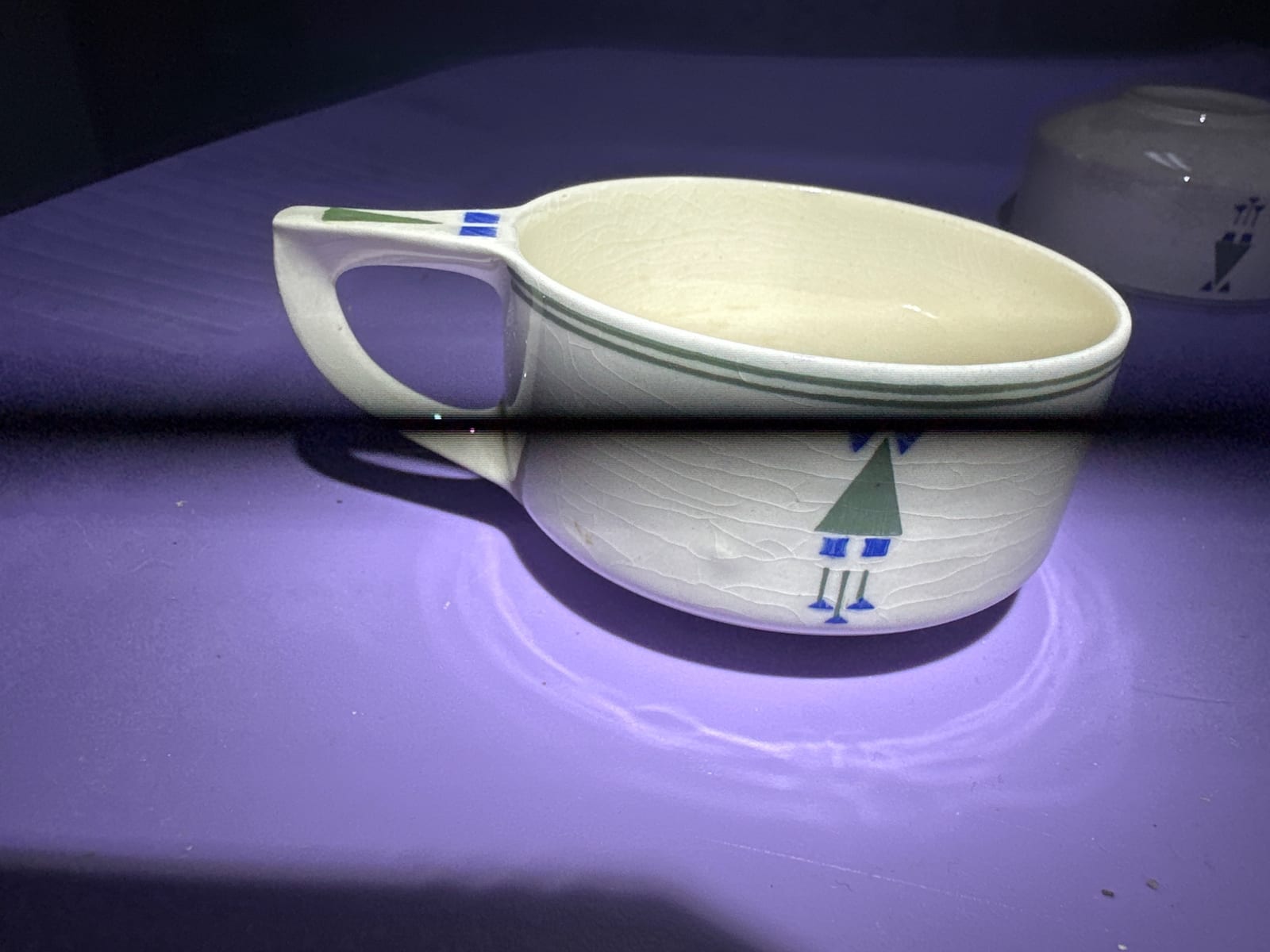 Art Deco-style ceramic handled bowl or sauce boat