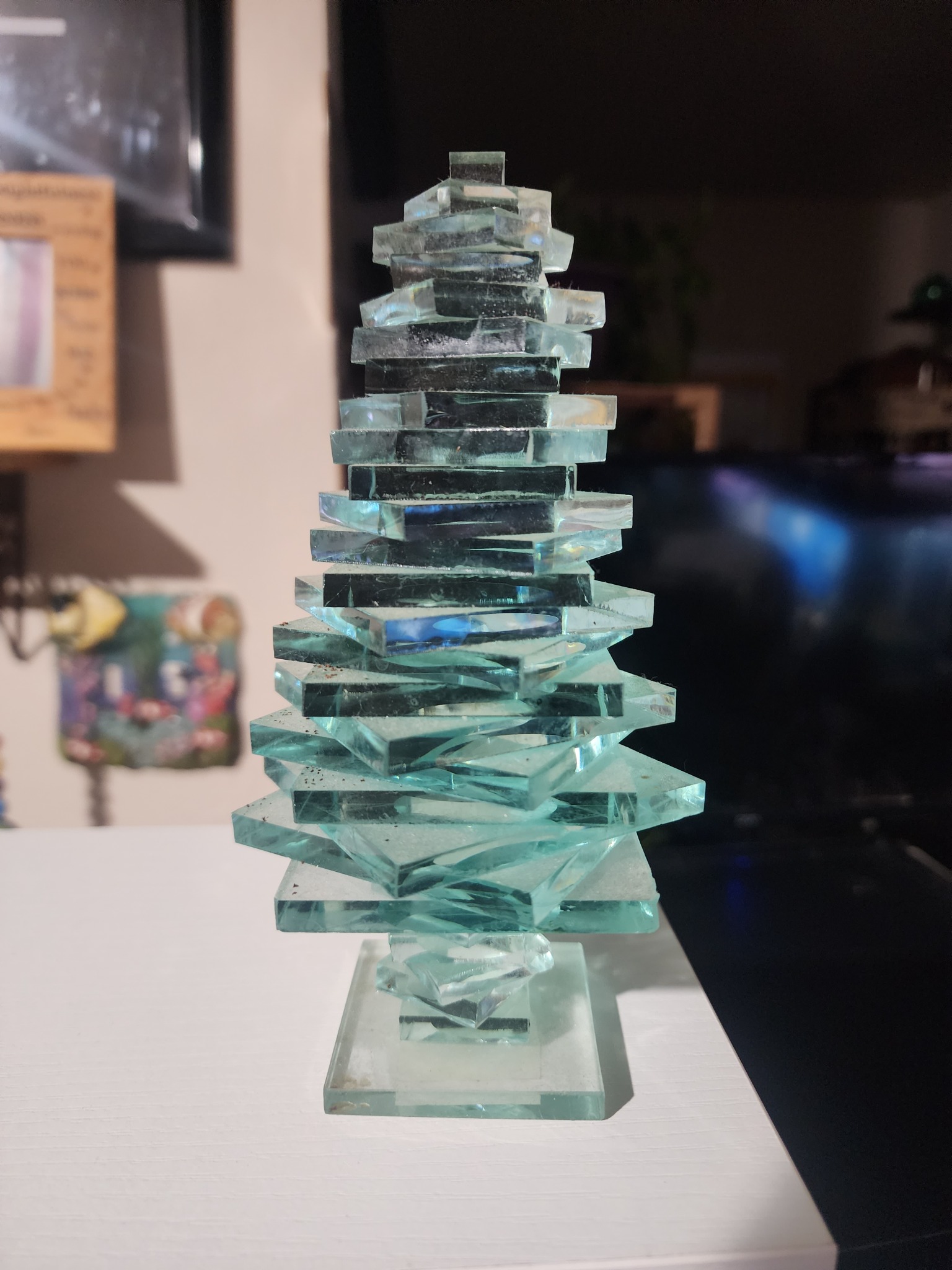 Modern glass abstract sculpture / decorative art object