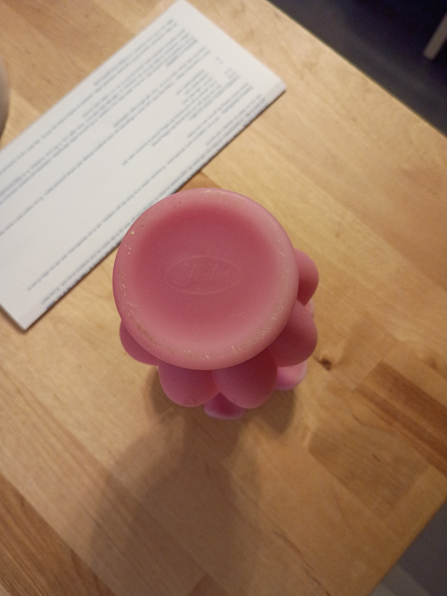 Pink molded glass candle holder or decorative glass votive/base
