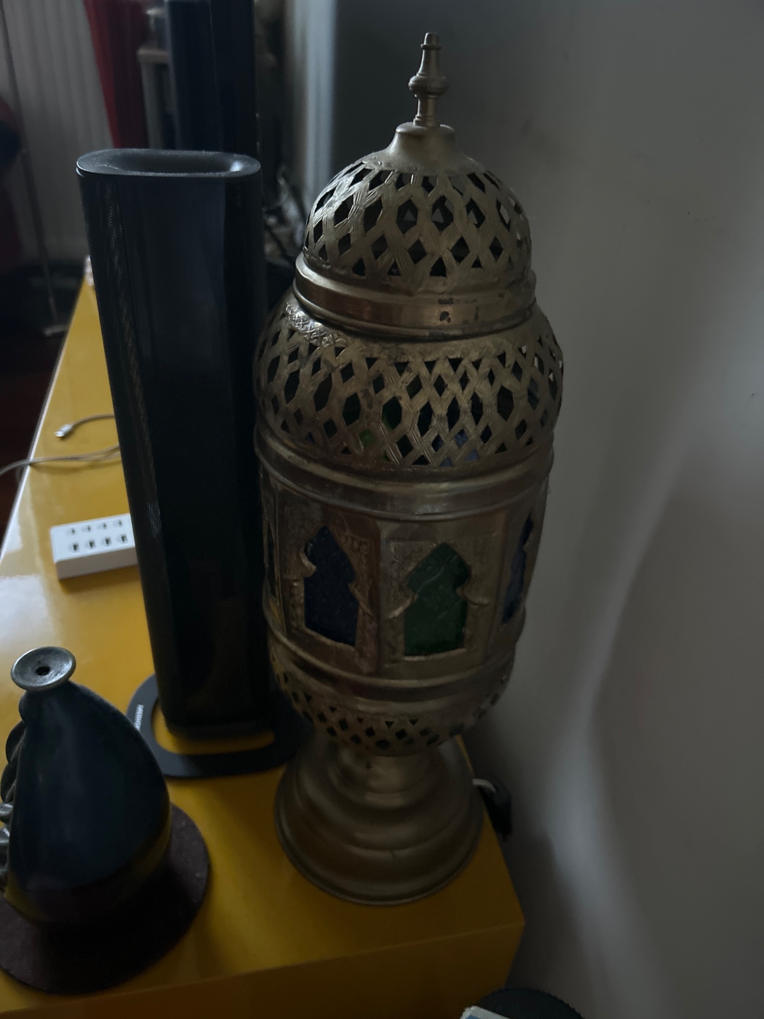 Decorative pierced brass/bronze Islamic-style lantern or incense burner