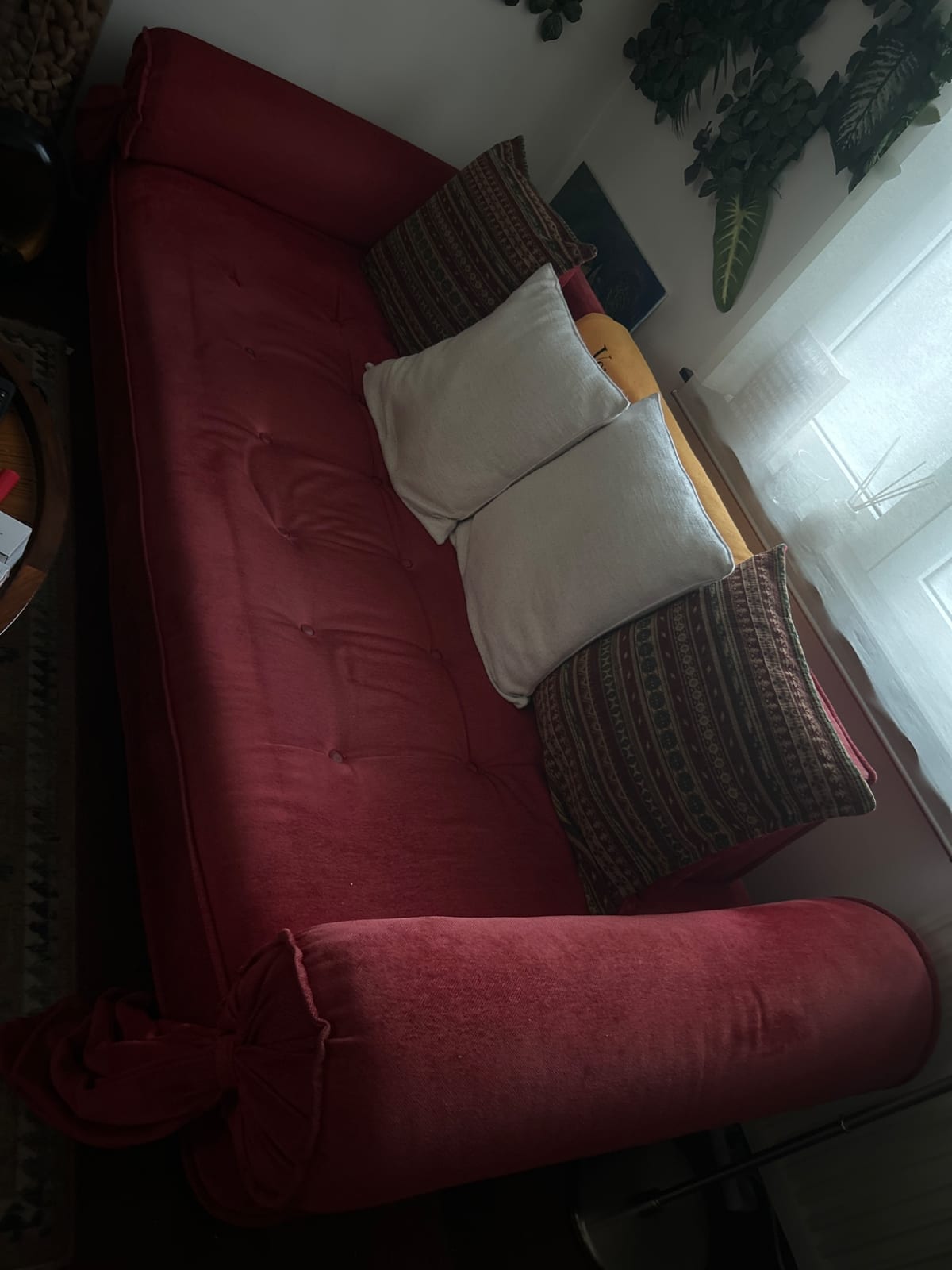 Mid-century style upholstered sofa / settee