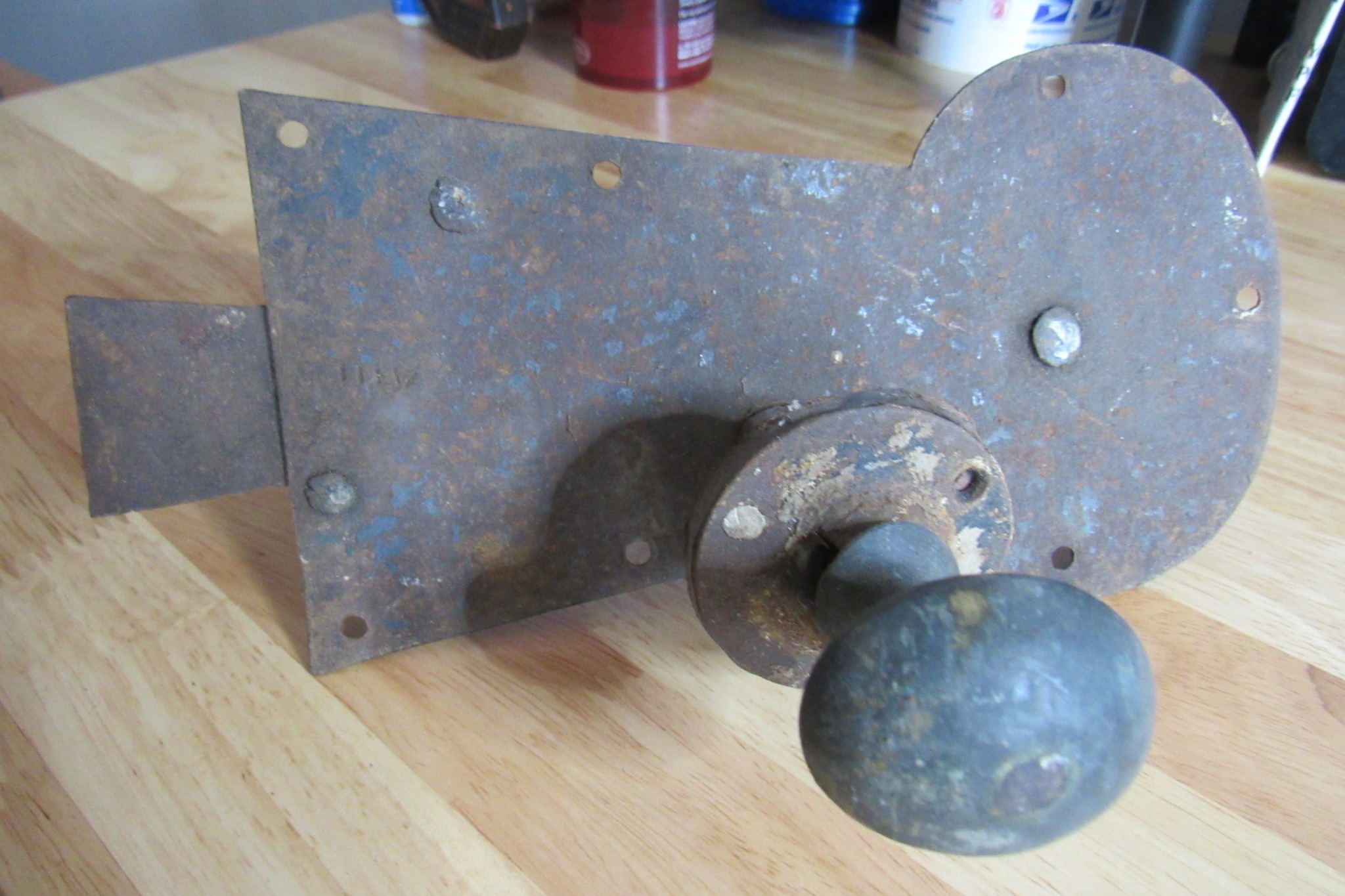 Vintage rim lock / door lock mechanism with knob