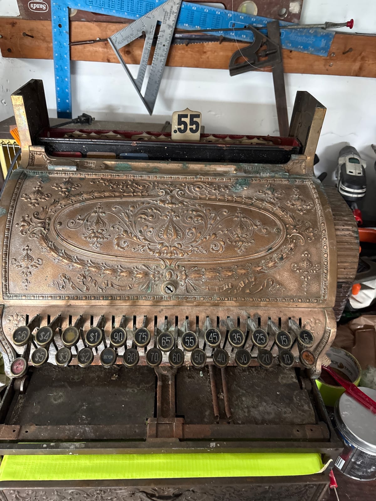 Antique mechanical cash register