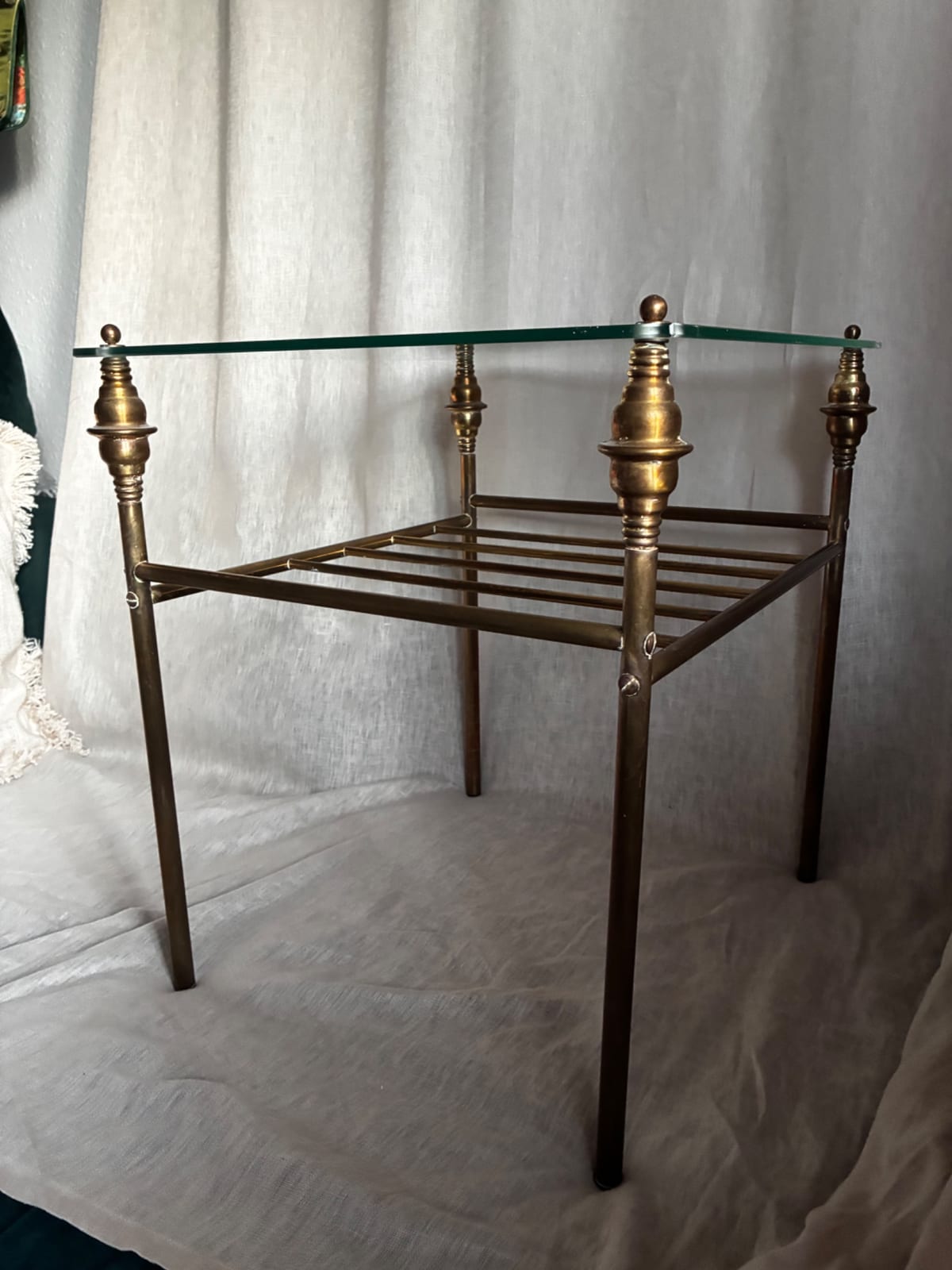 Brass and glass side table / occasional table